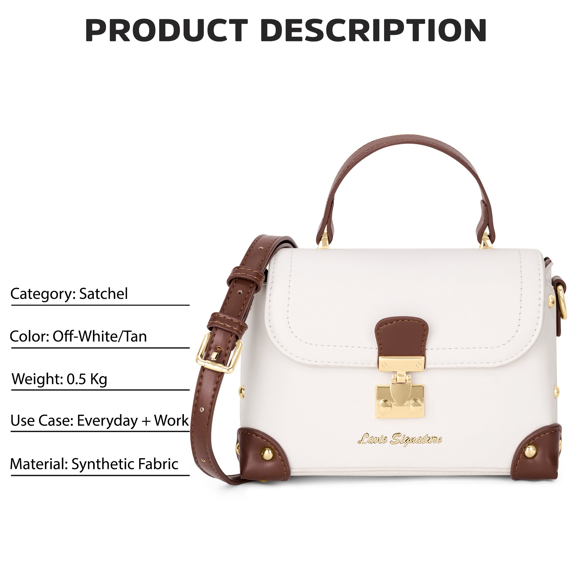 Beaufort Flap Satchel Bag Off White/Tan