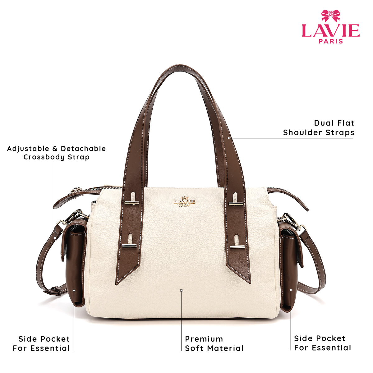Soft Solene Bowling Medium Off White Satchel Bag