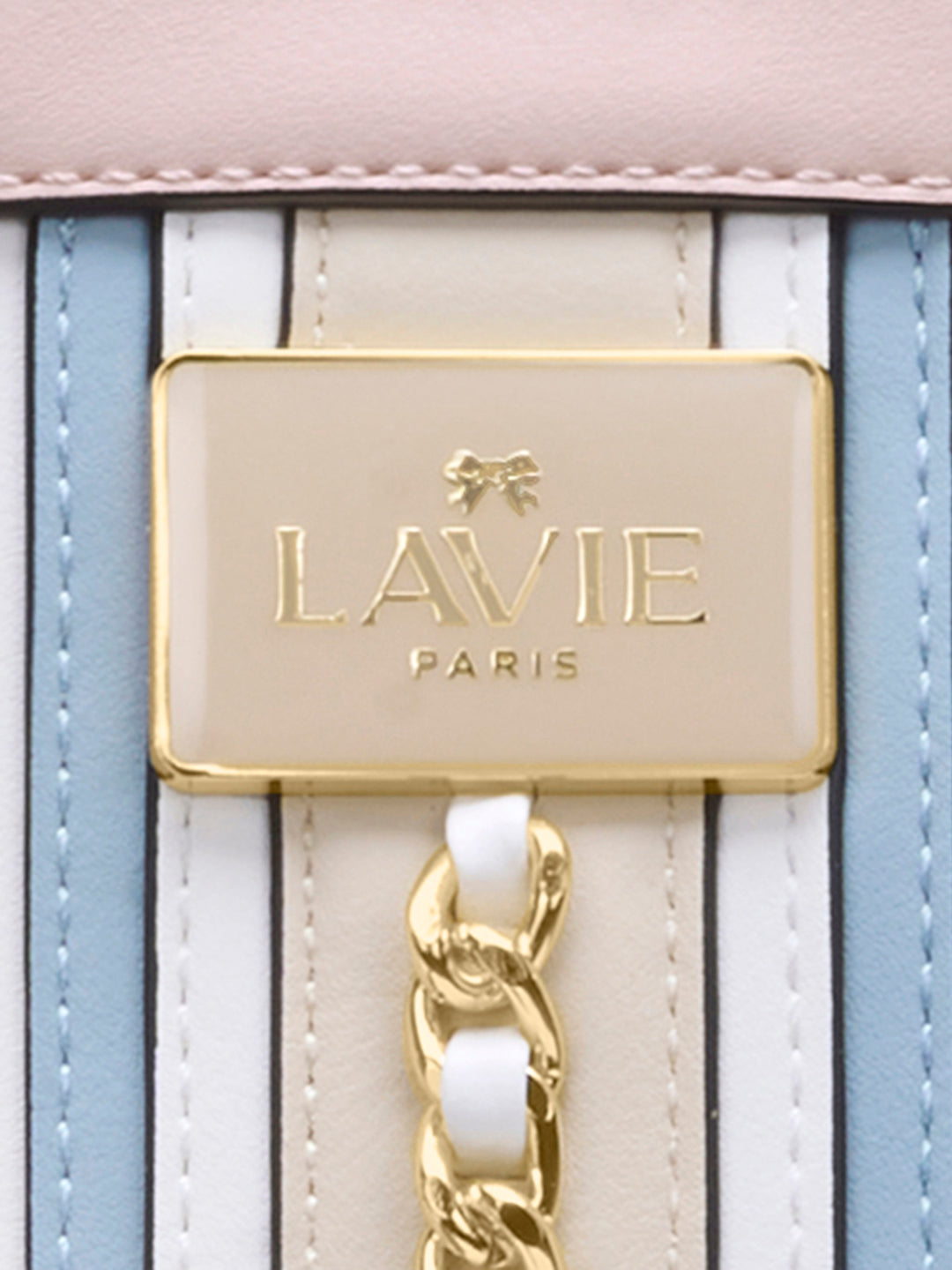 Louvre Large Chain Satchel Bag White/Blue