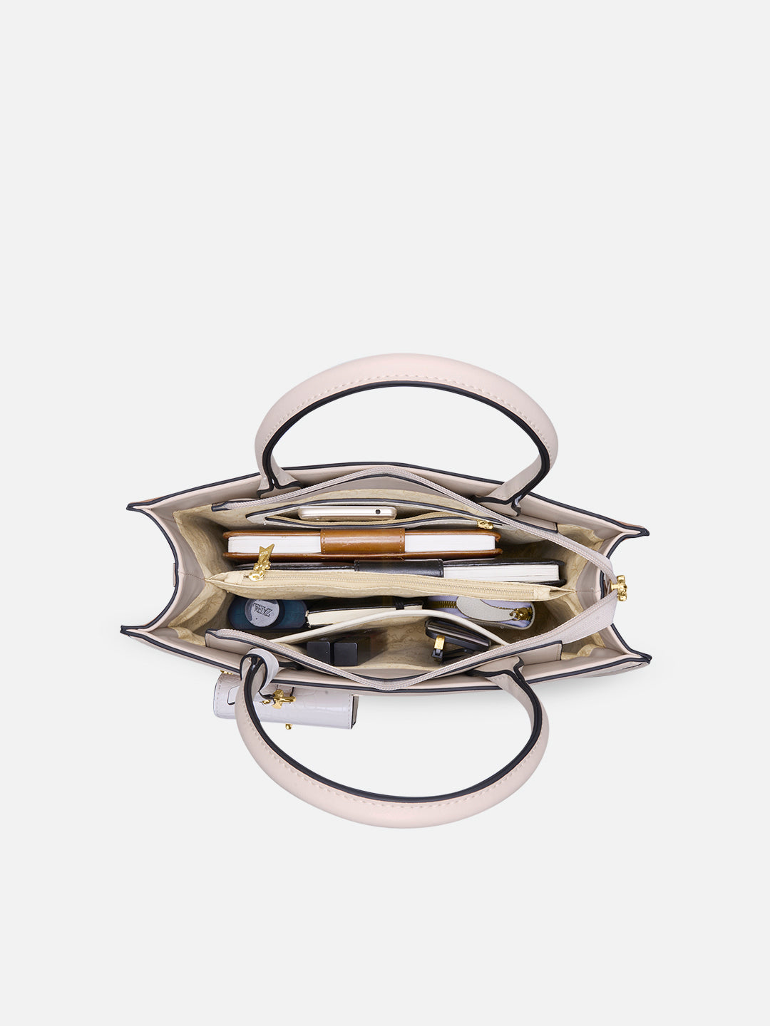 Louvre Large Chain Satchel Bag Beige