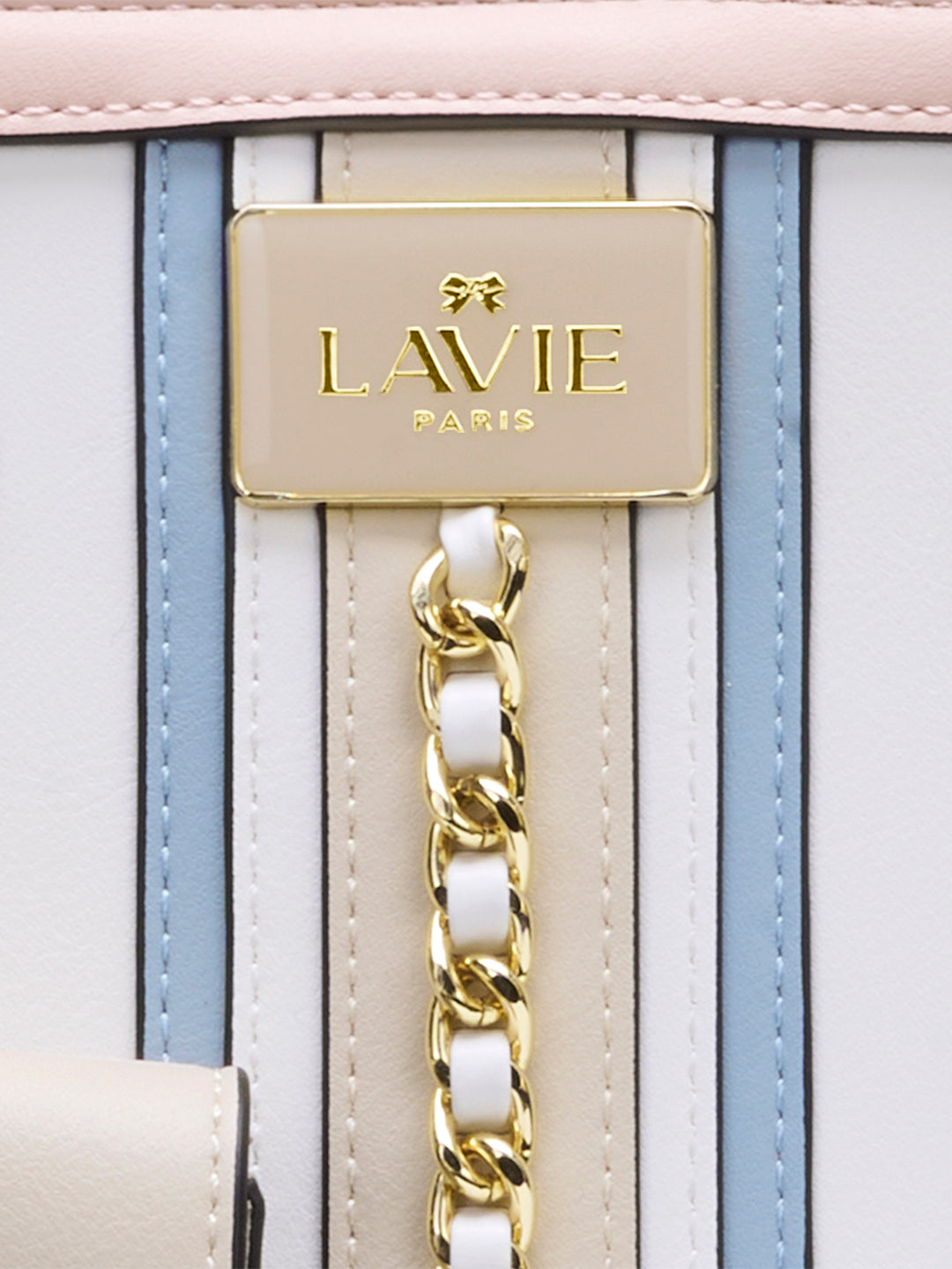 Louvre Medium Chain Satchel Bag White/Blue