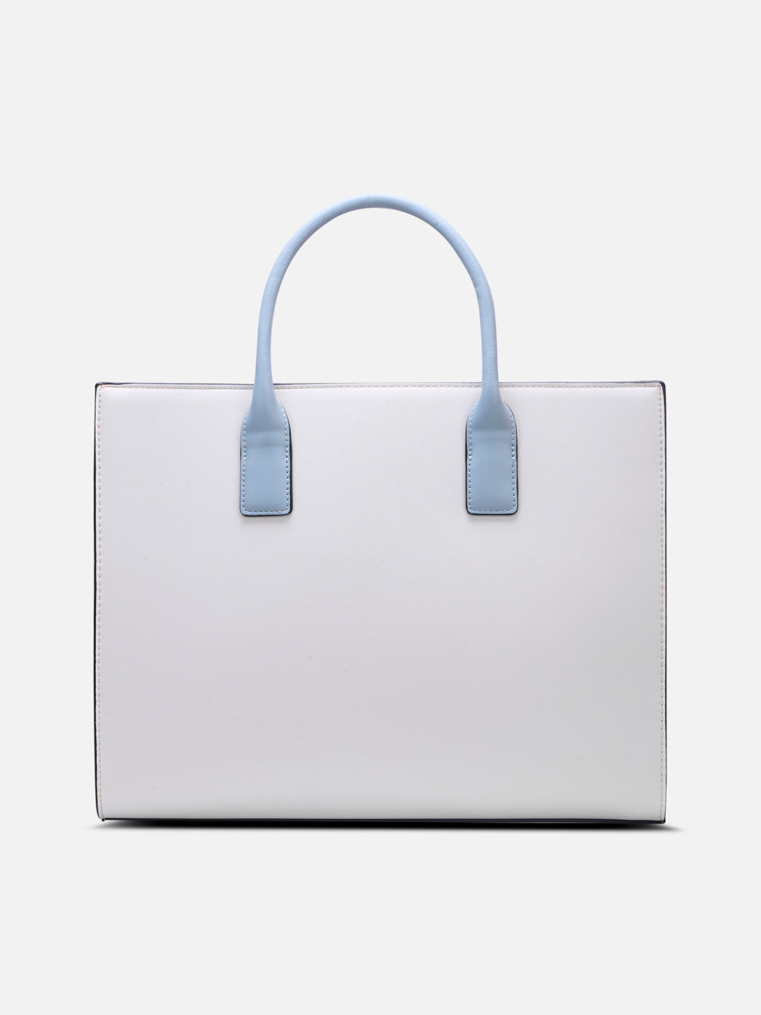 Eloise Large Box Satchel Bag Beige/Blue
