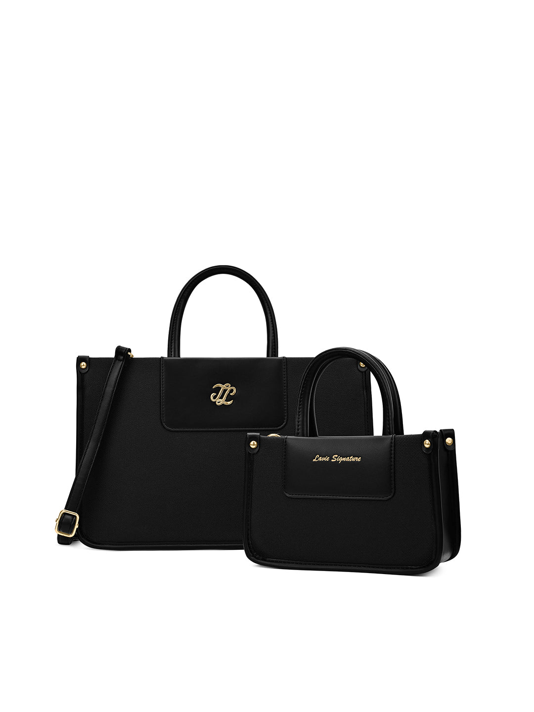 Canva Combo Set Large Black Tote Bag