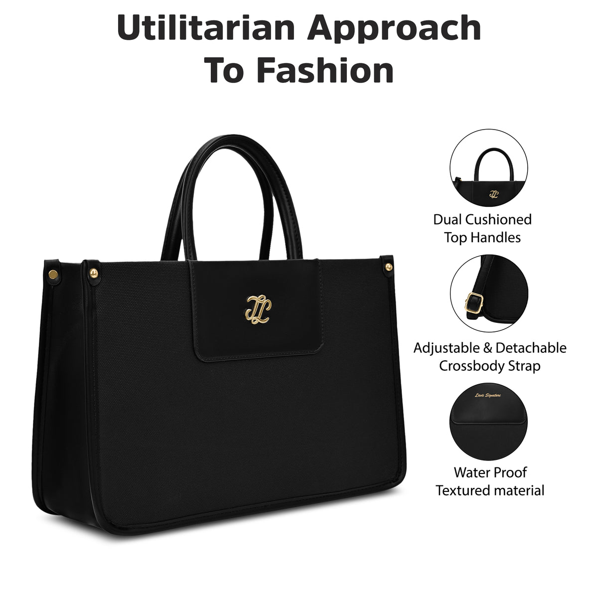 Canva Combo Set Large Black Tote Bag