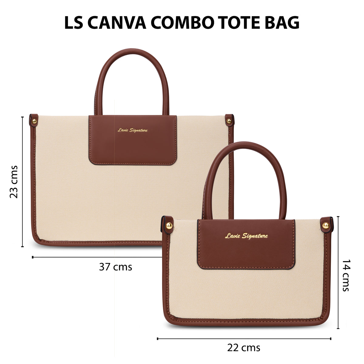Canva Combo Set Large Off White & Tan Tote Bag