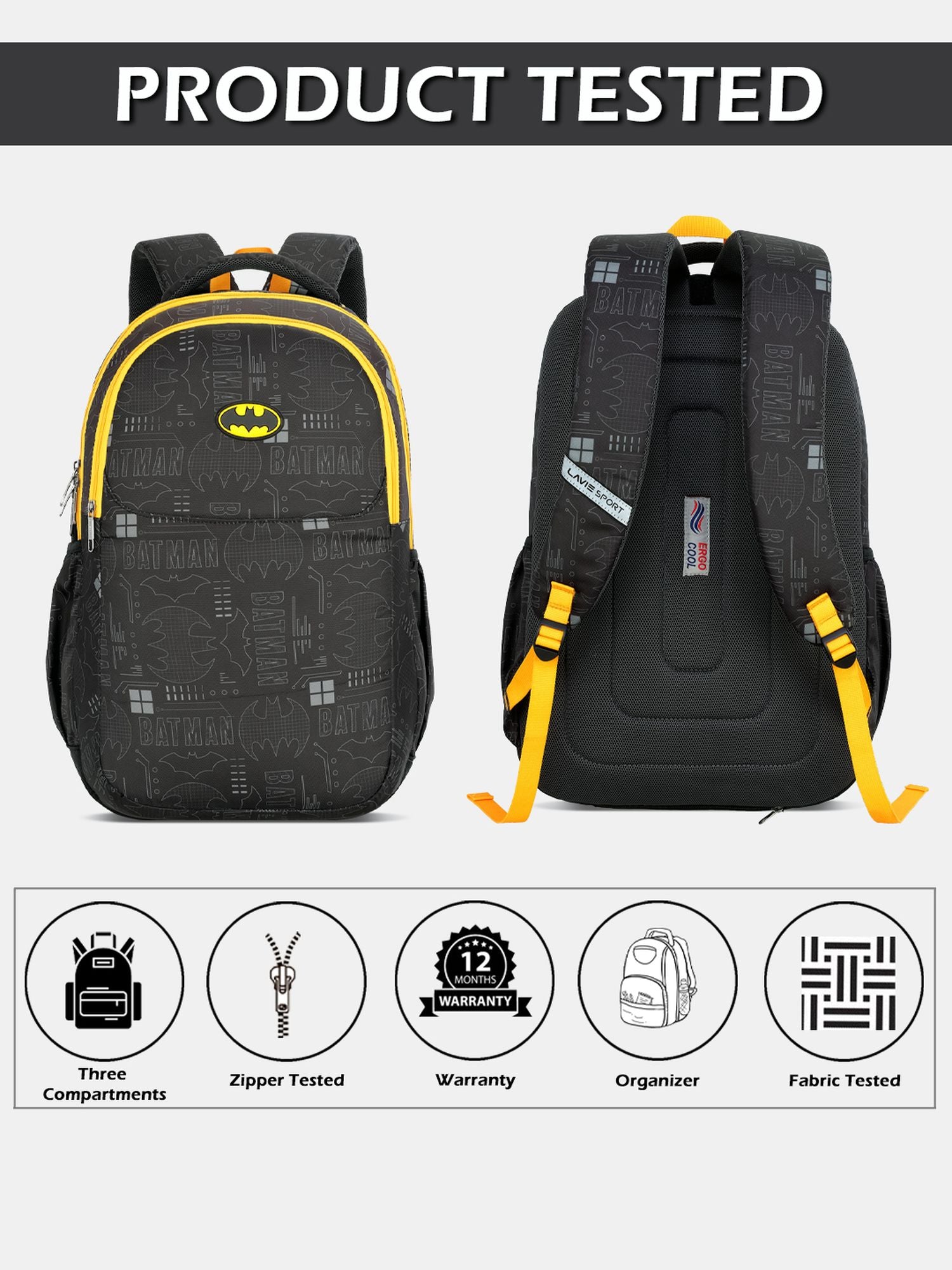Batman Hero Laptop Backpack Raincover Casual Black
