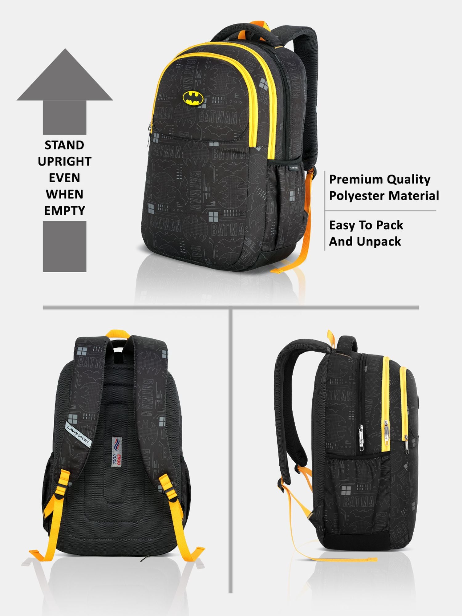 Batman Hero Laptop Backpack Raincover Casual Black