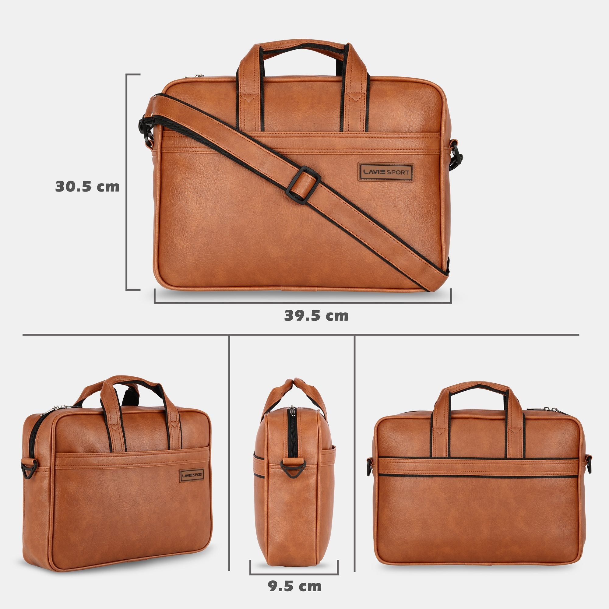 Lavie Sport 1 Compartment Director Unisex Laptop briefcase Bag Tan - Lavie World