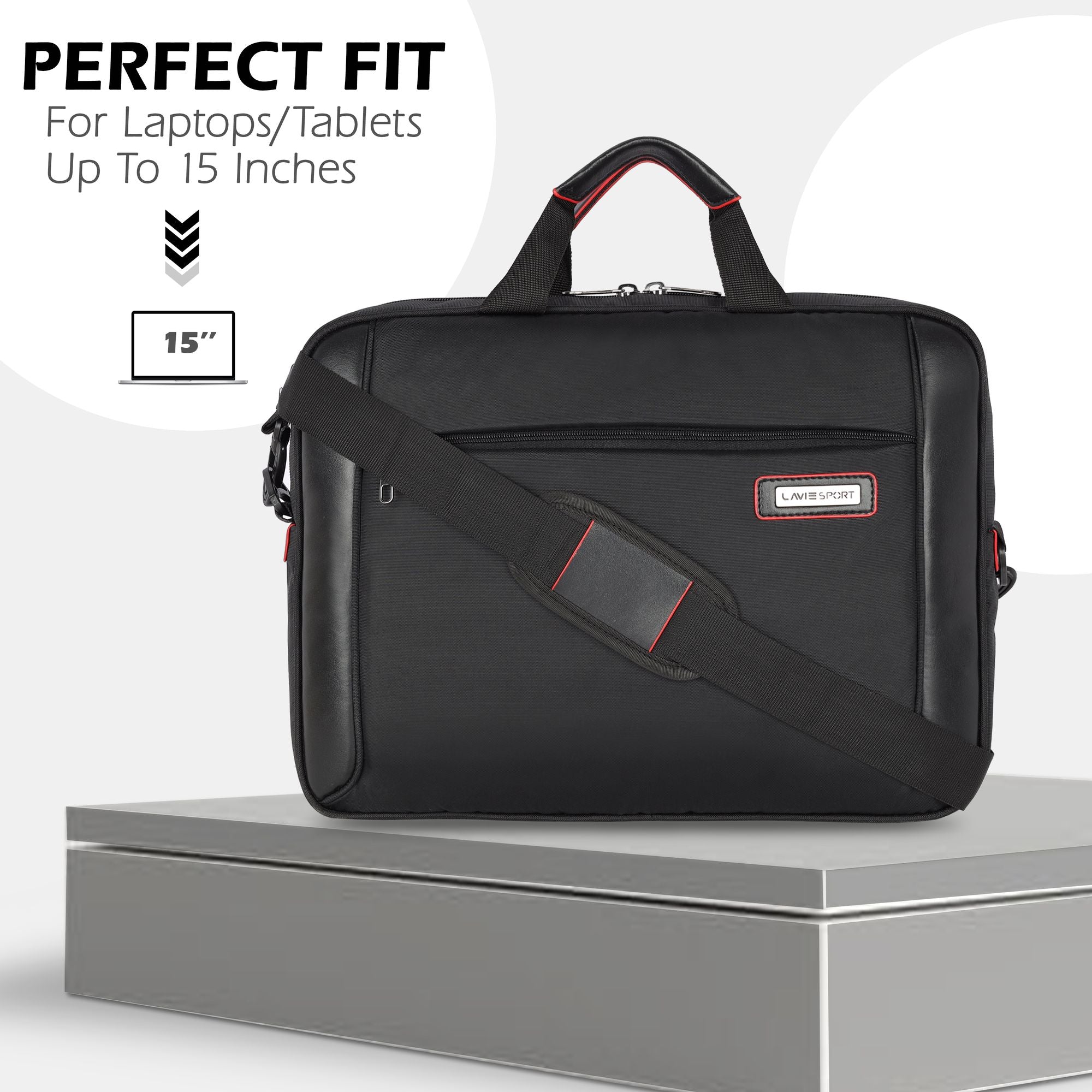 Lavie_Sport_2.5_Compartment_Business_Pro_Unisex_Laptop_Briefcase_Bag_|Messenger_Bag_Black