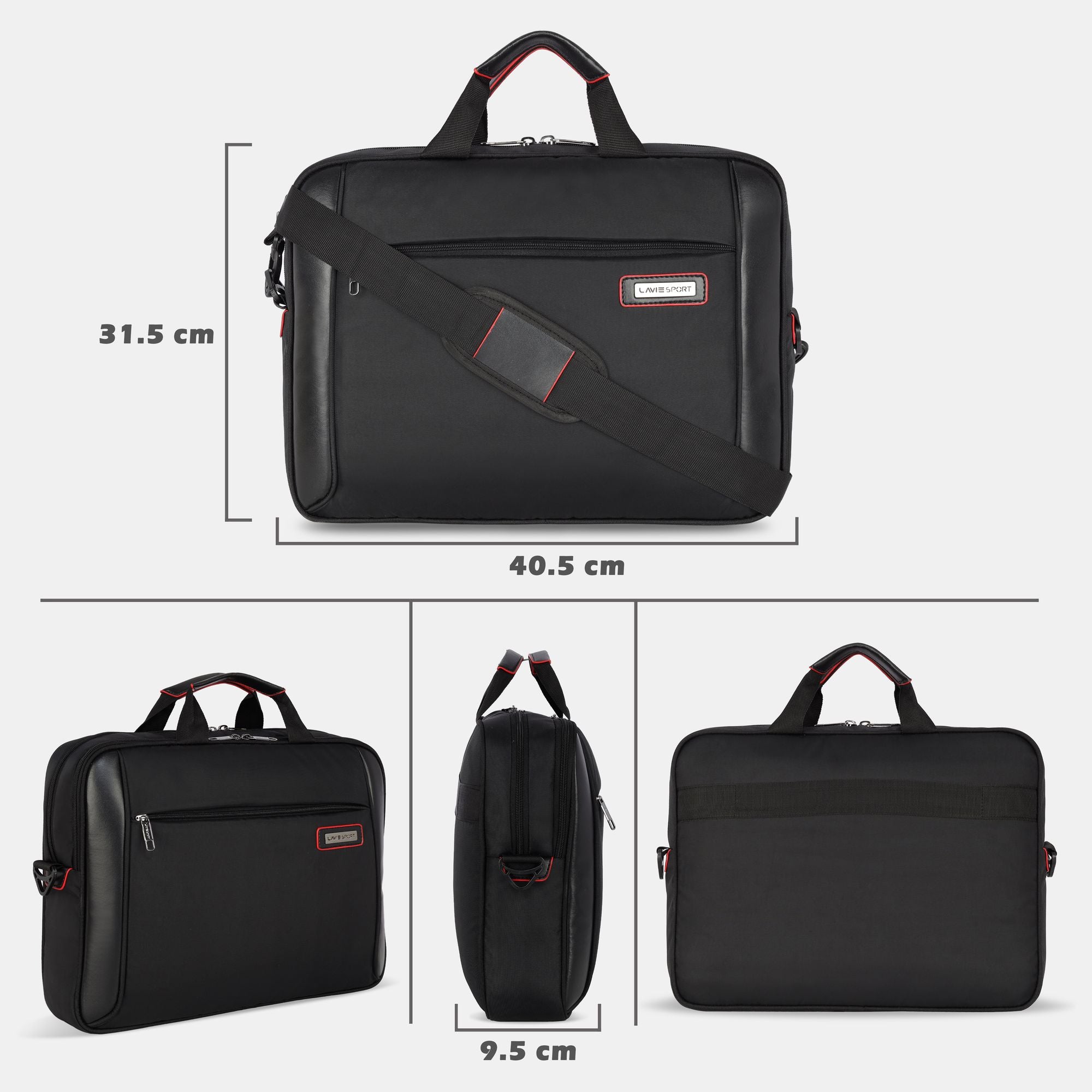 Lavie_Sport_2.5_Compartment_Business_Pro_Unisex_Laptop_Briefcase_Bag_|Messenger_Bag_Black