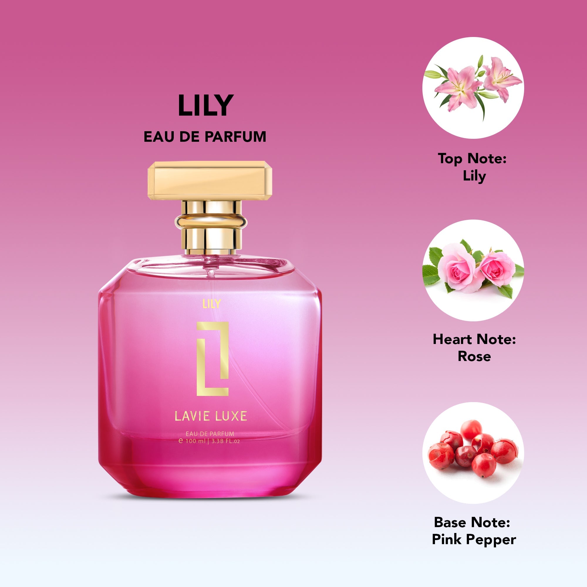 Lily Luxury Woman Eau De Parfum 100 ml ǀ Perfume with scents Lily, Rose & Spicy -