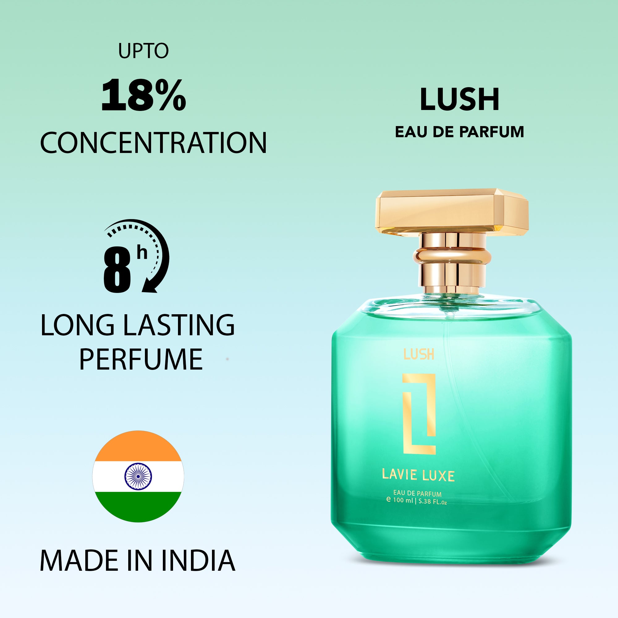 Lush Luxury Woman Eau De Parfum 100 ml ǀ Perfume with scents Sweet, Jasmine & Vanilla - Light Green