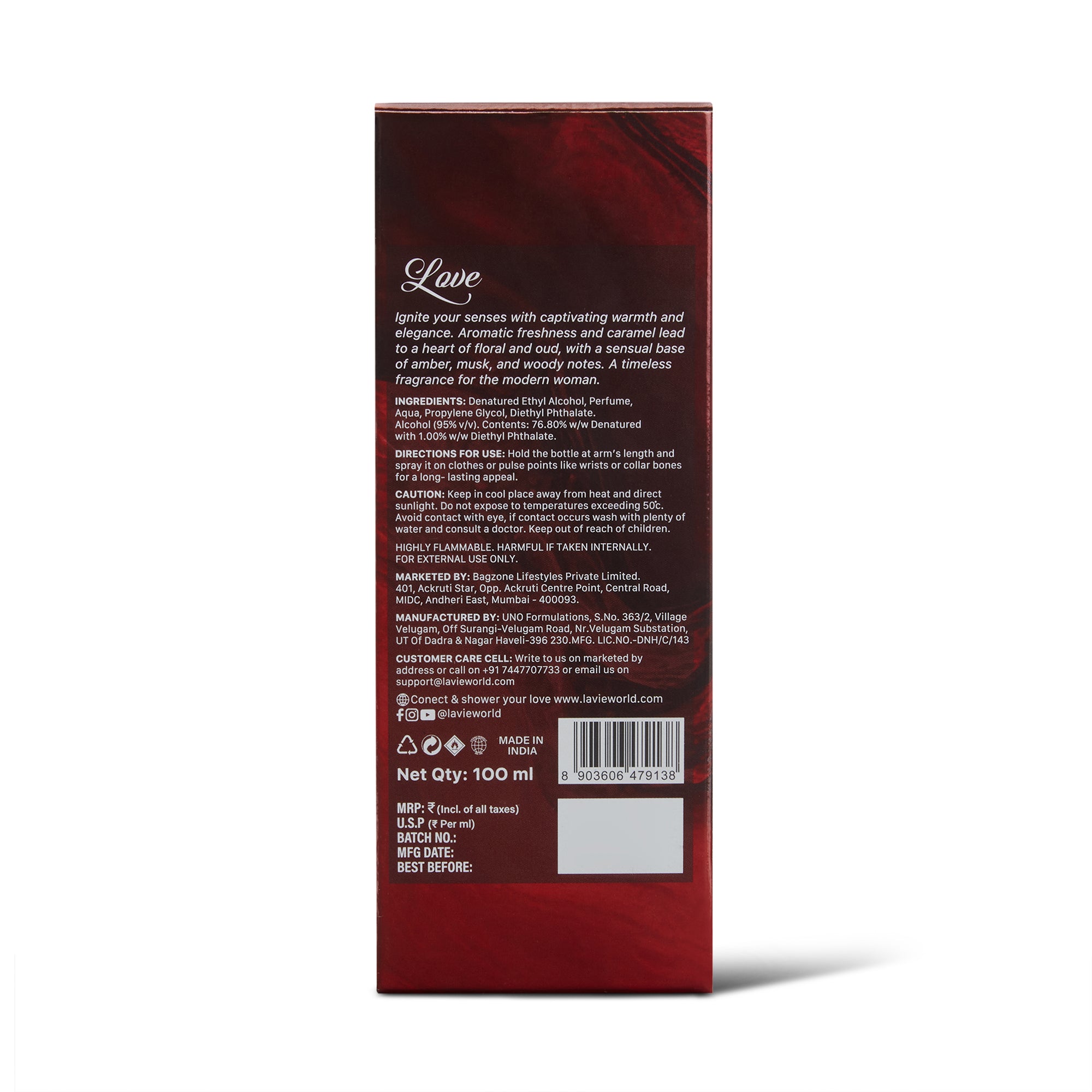 Lavie Luxe Love Women Eau De Parfum |Luxury Collection 100ml Perfume