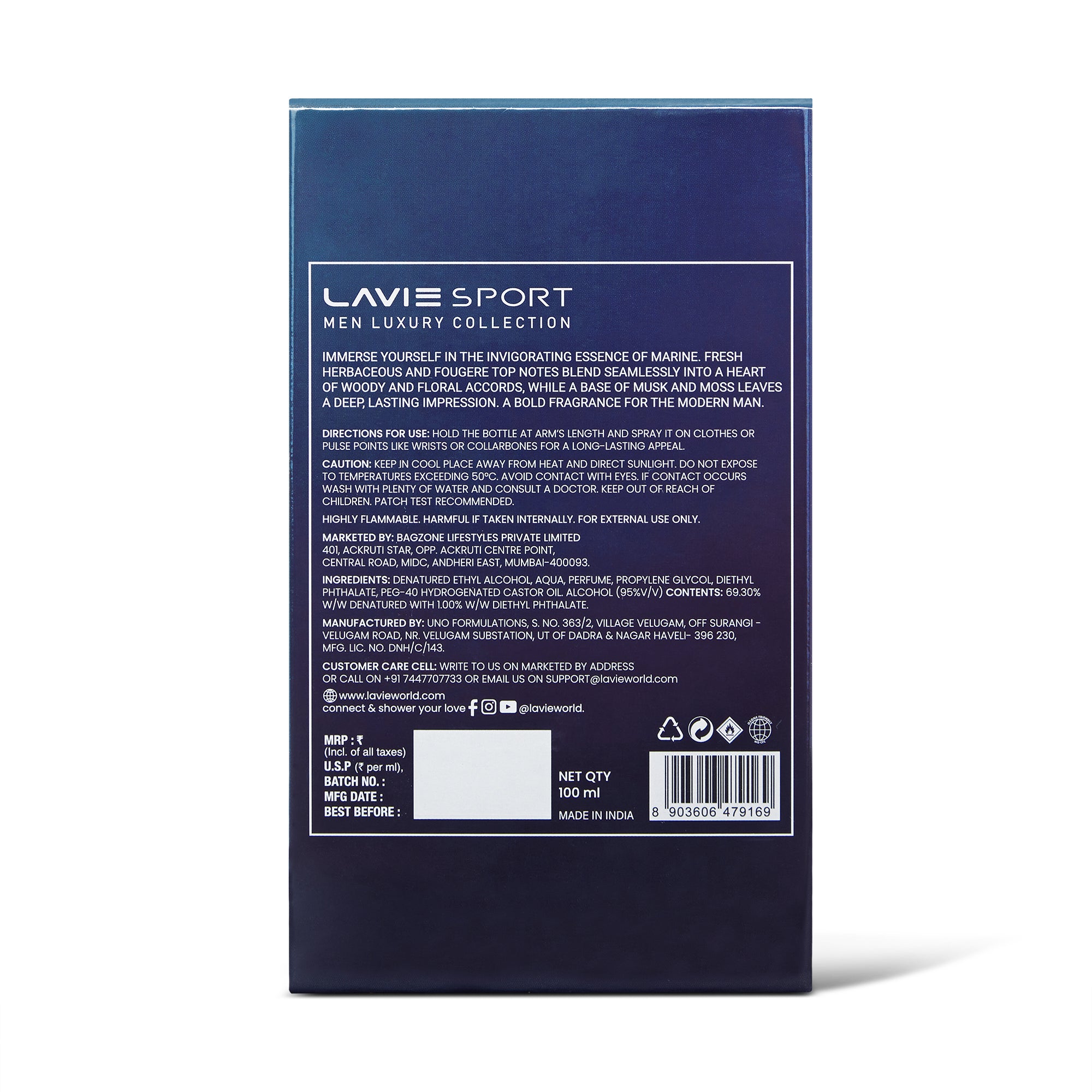 Lavie Sport Marine Men Eau De Parfum|Luxury Collection 100ml Perfume