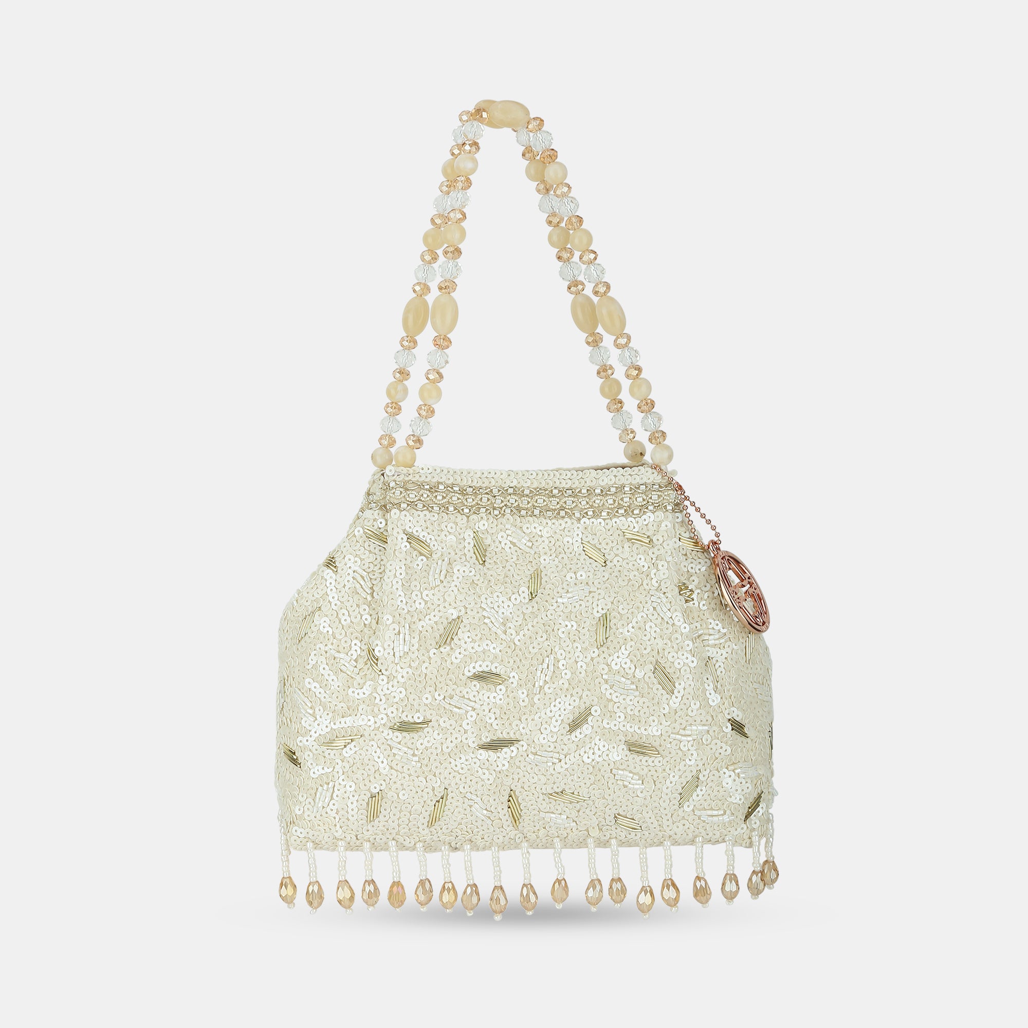 Lavie Luxe Crown White Medium Women's Potli