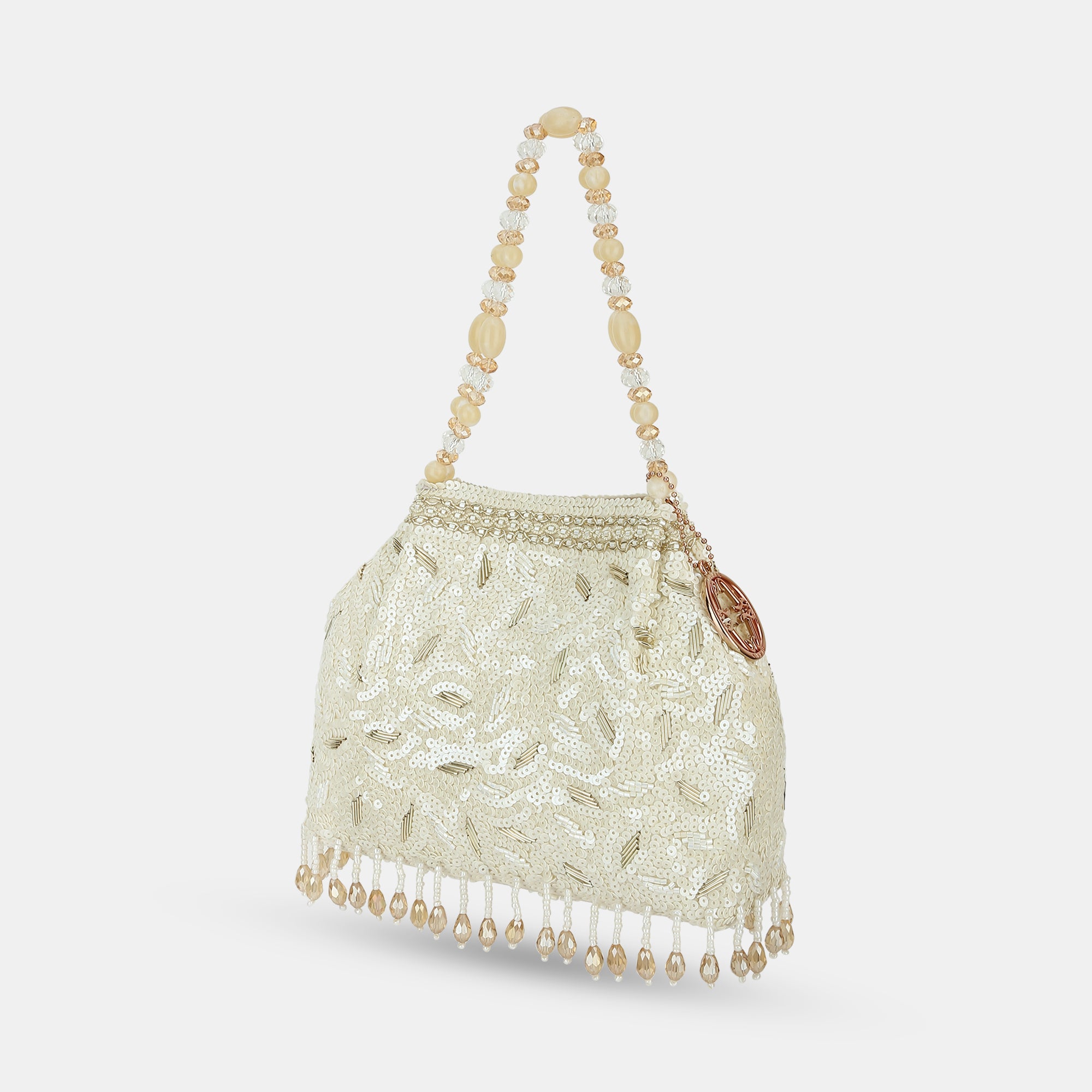 Lavie Luxe Crown White Medium Women's Potli