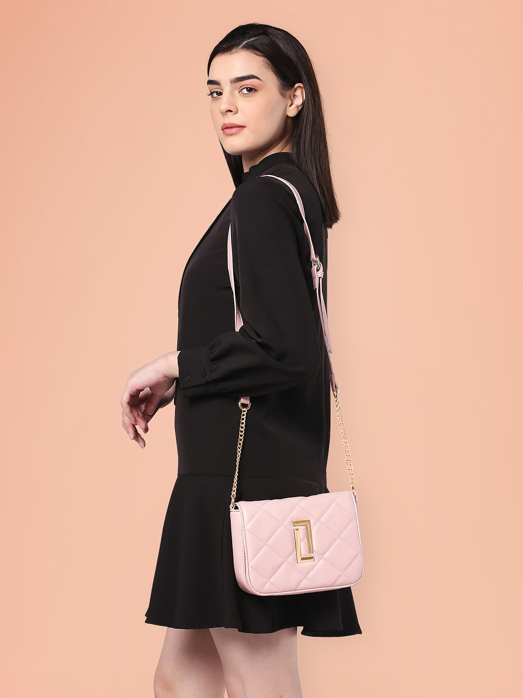 Lavie Luxe Light Pink Small Women's Carol Flap Sling Bag