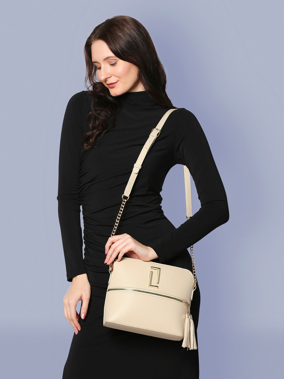 Lavie Luxe Beige Medium Women's Tiara Sling Bag