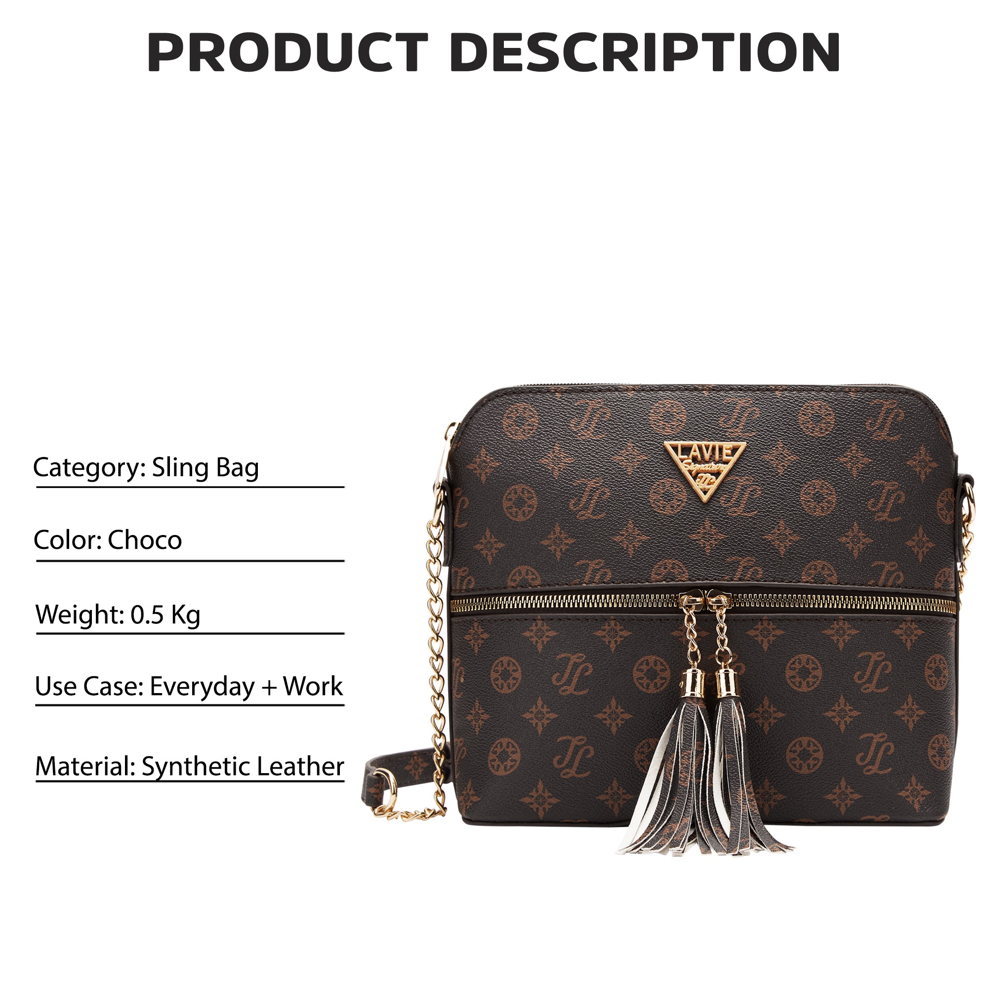 Lavie Signature Portland Medium Choco Womens Sling Bag