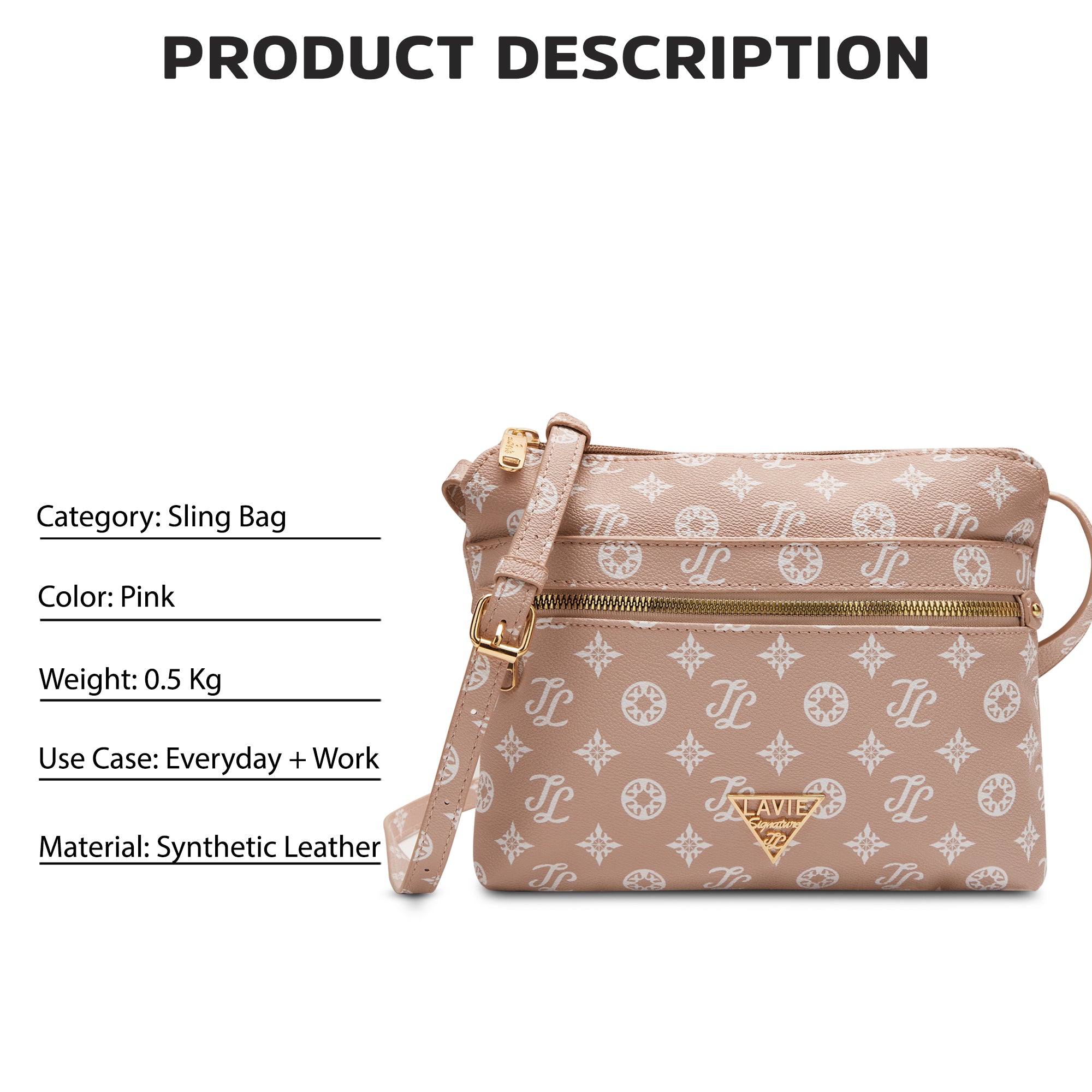 Lavie Signature Seattle Small Pink Womens Sling Bag