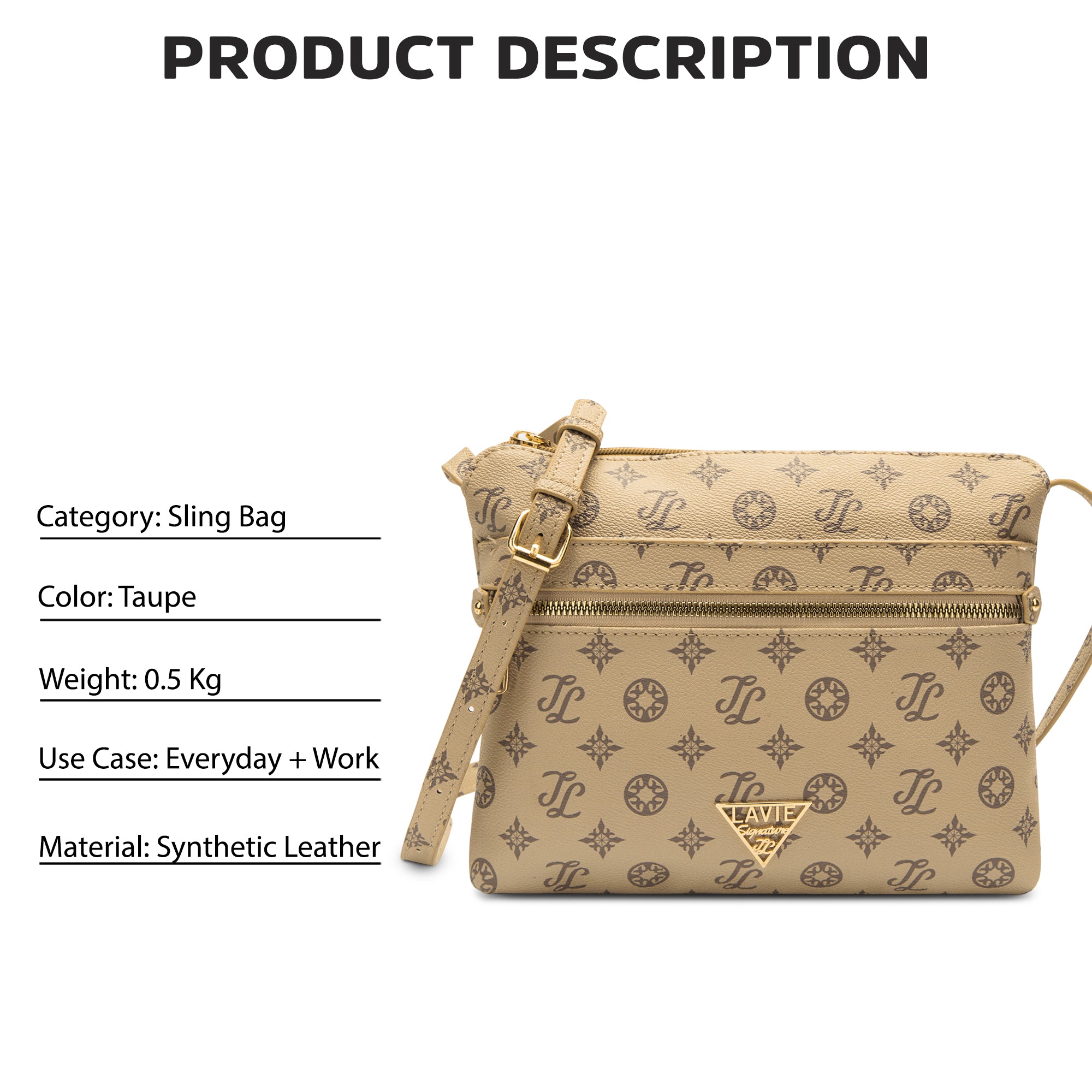 Lavie Signature Seattle Small Taupe Womens Sling Bag