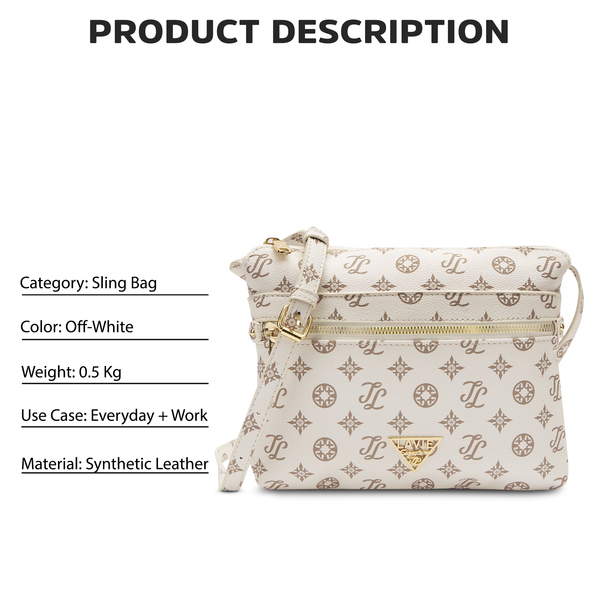 Lavie Signature Seattle Small Off White Womens Sling Bag