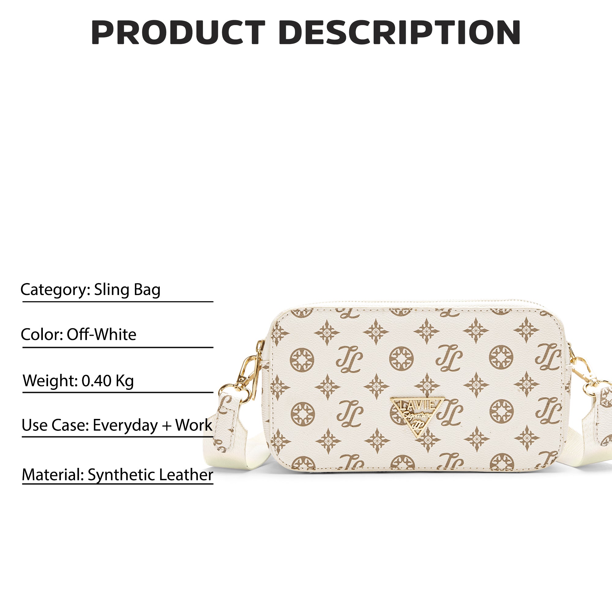 Lavie Signature Hawaii Small Off White Womens Sling Bag