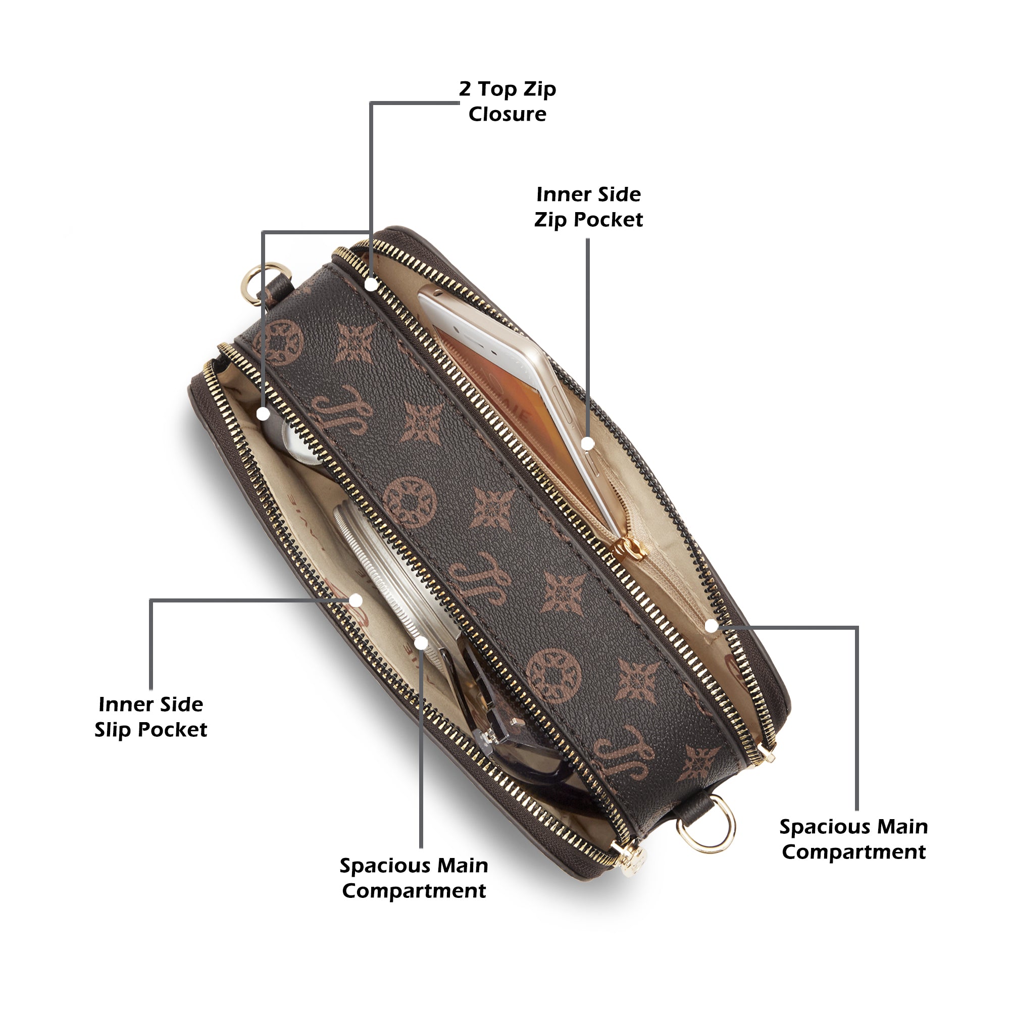 Lavie Signature Hawaii Small Choco Womens Sling Bag
