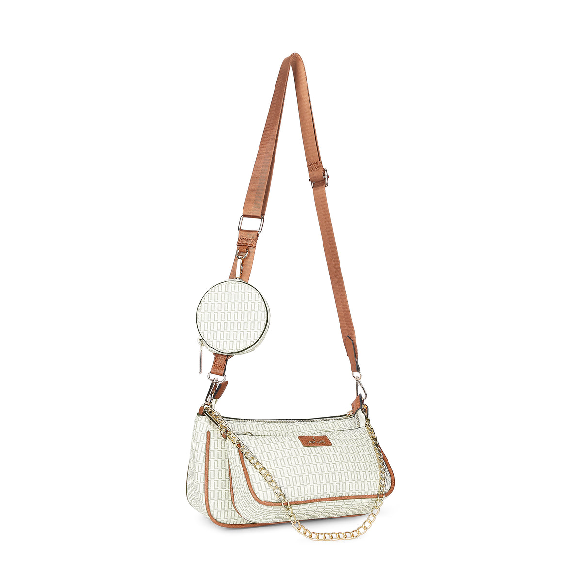 Lavie Luxe Monogram Chunk 3pc Off White Small Women's Sling