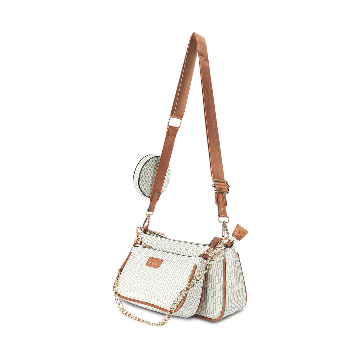 Lavie Luxe Monogram Chunk 3pc Off White Small Women's Sling