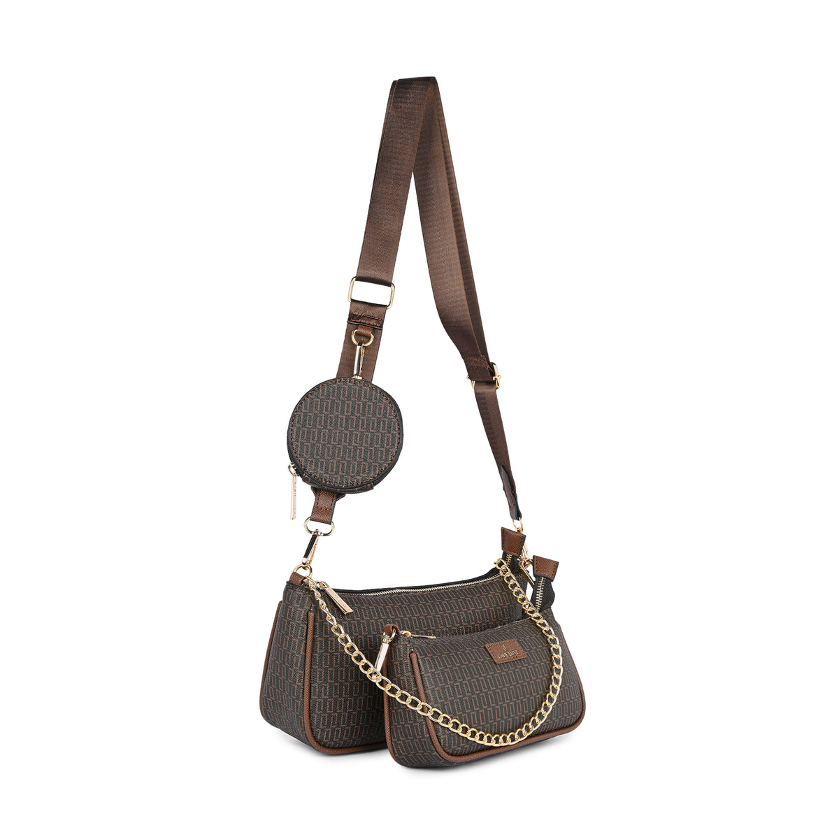 Lavie Luxe Monogram Chunk 3pc Choco Small Women's Sling