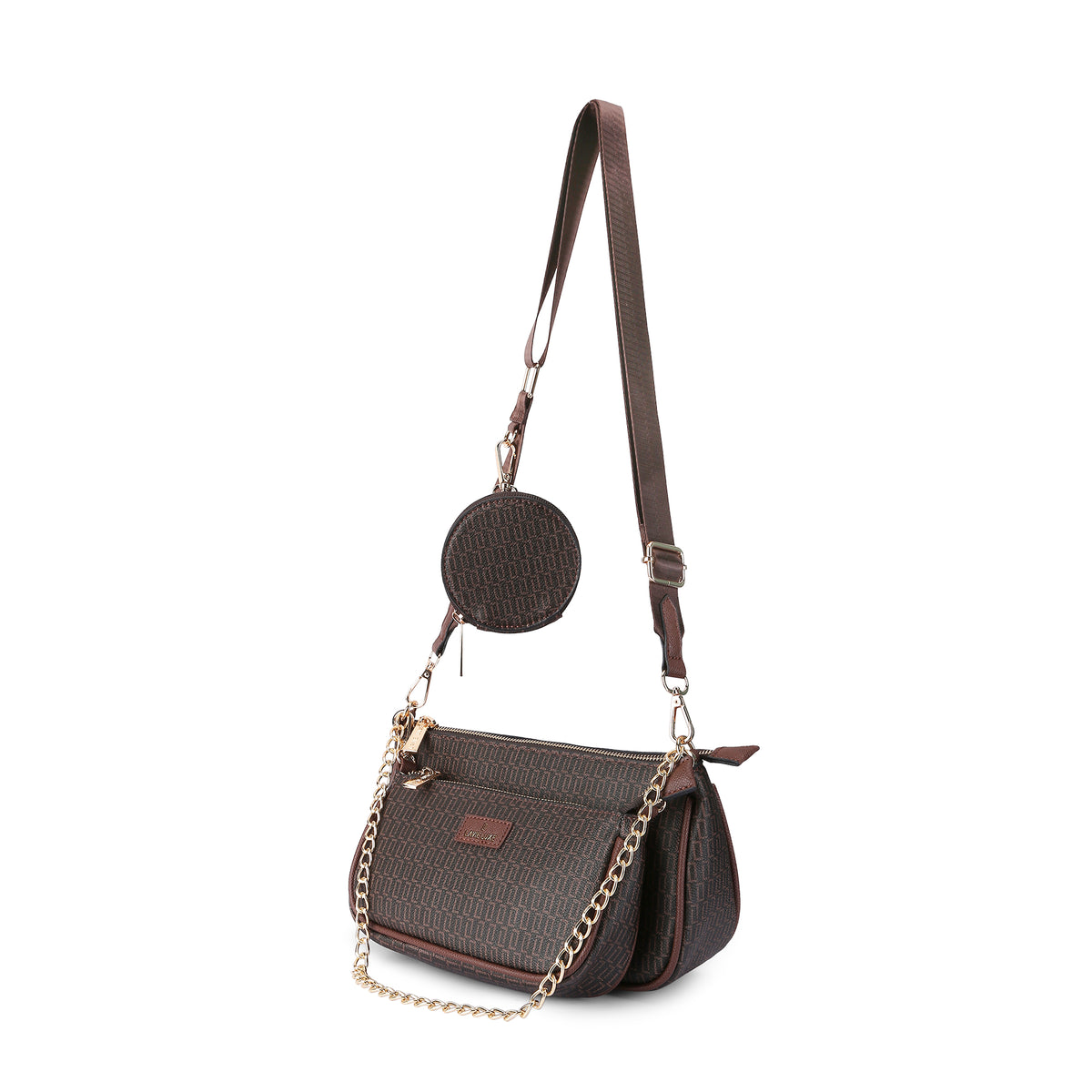 Lavie Luxe Monogram Chunk 3pc Choco Small Women's Sling