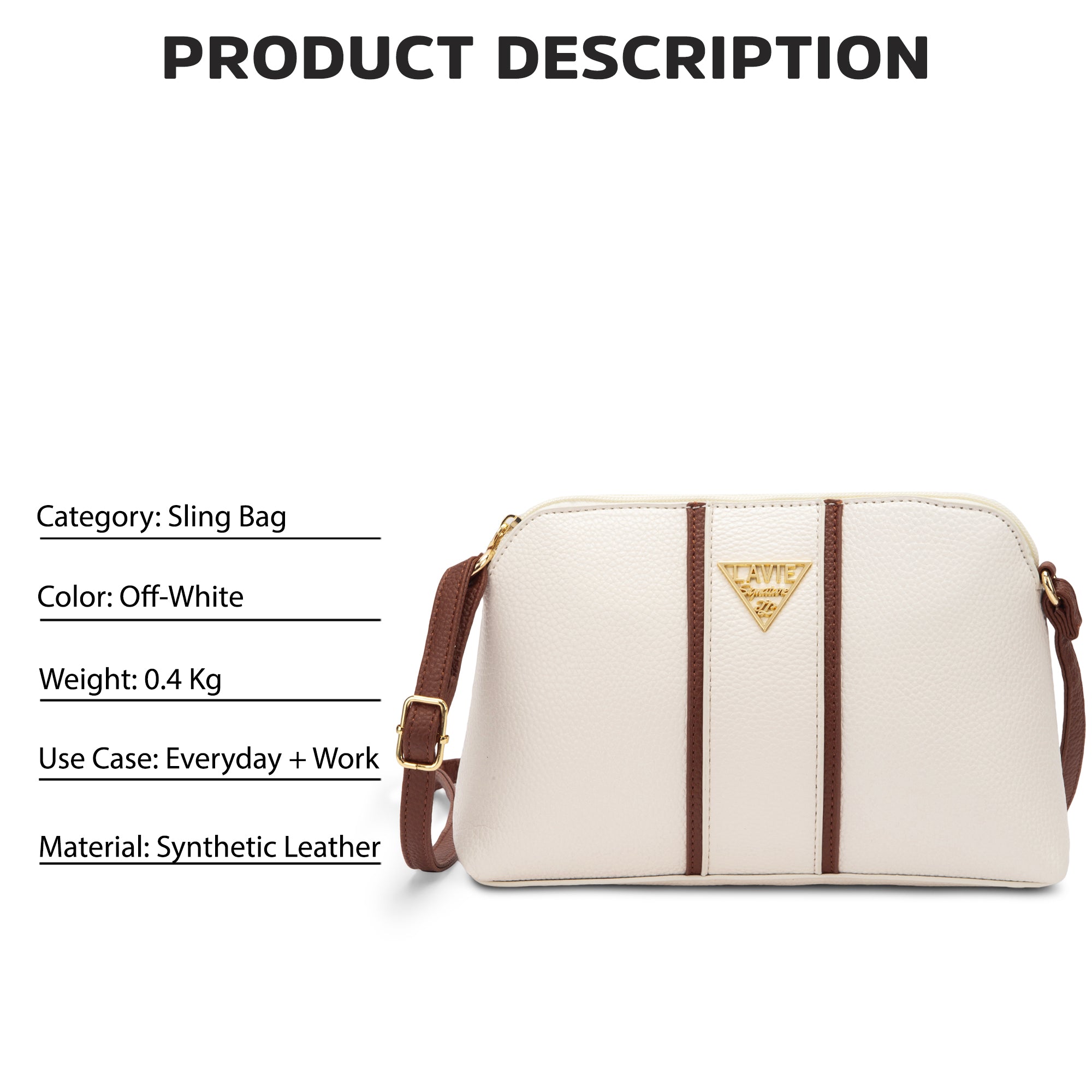 Lavie Signature Georgia Small Off White Womens Sling Bag