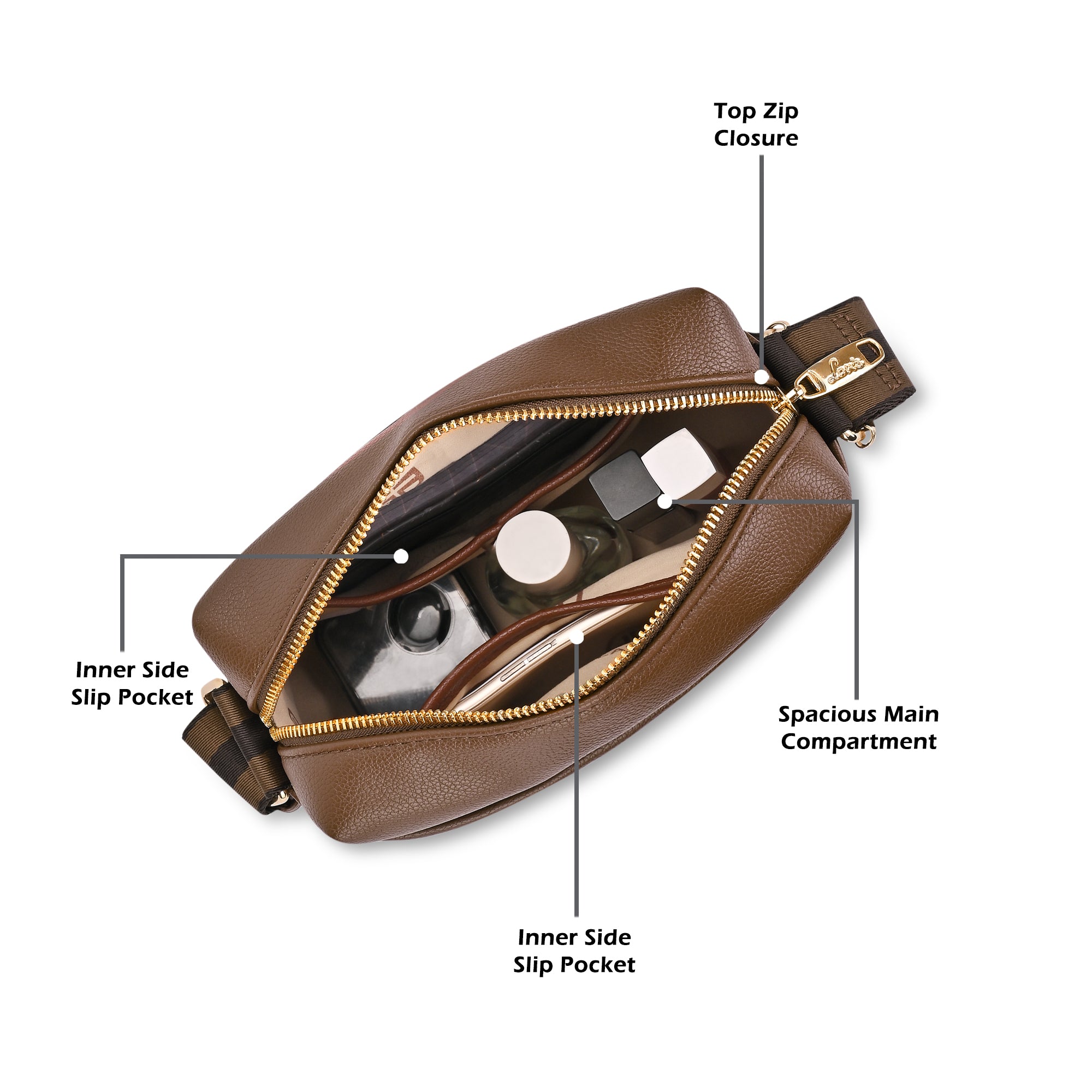 Alabama Horizontal 2 Compartment Small Sling Bag