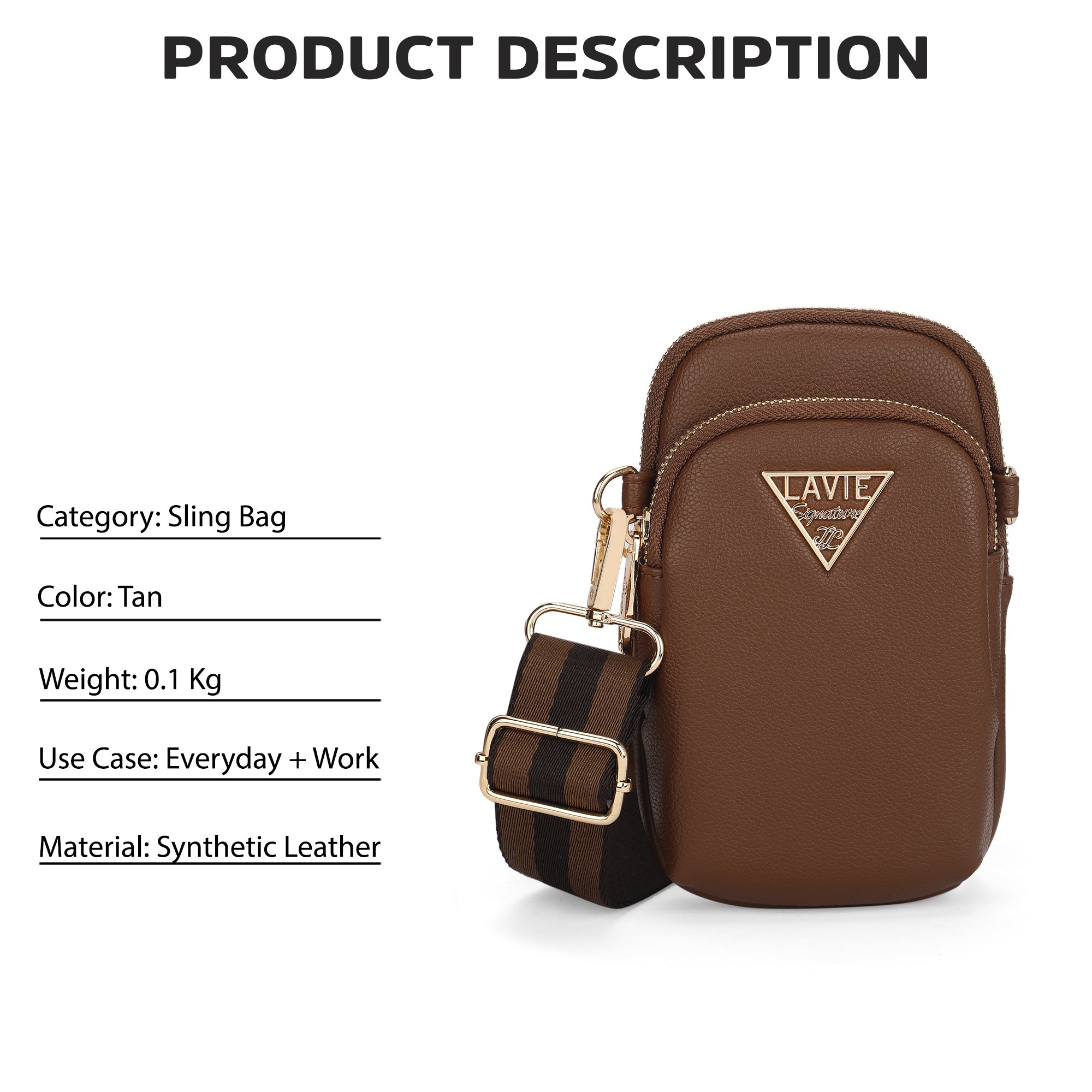 Indiana Vertical 2 Compartments Small Sling Bag