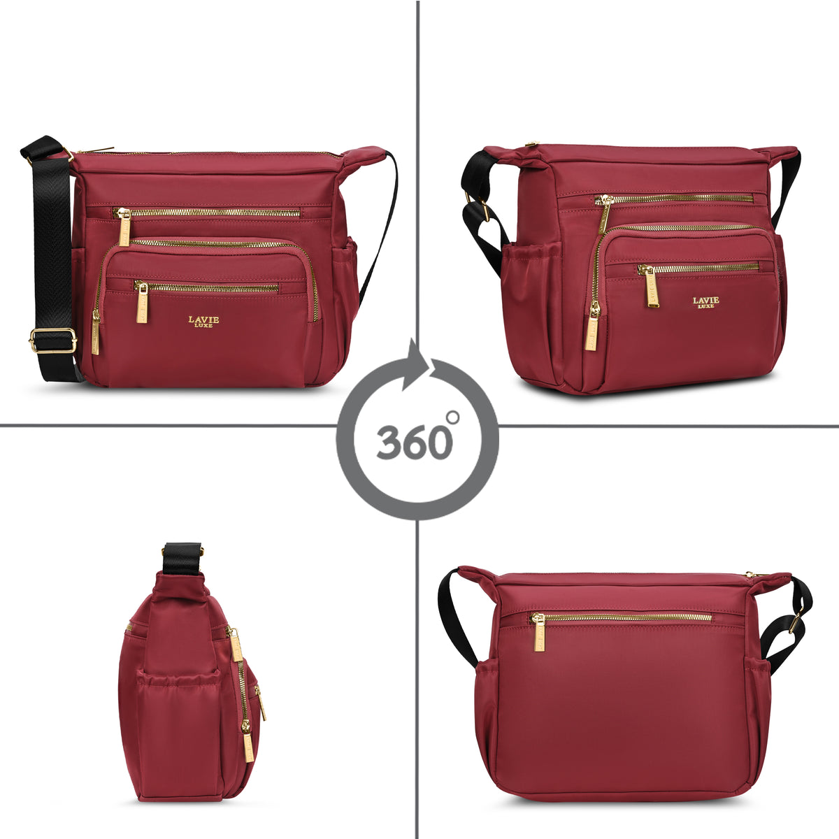 Zylo 7 Compartment Large Maroon Sling Bag
