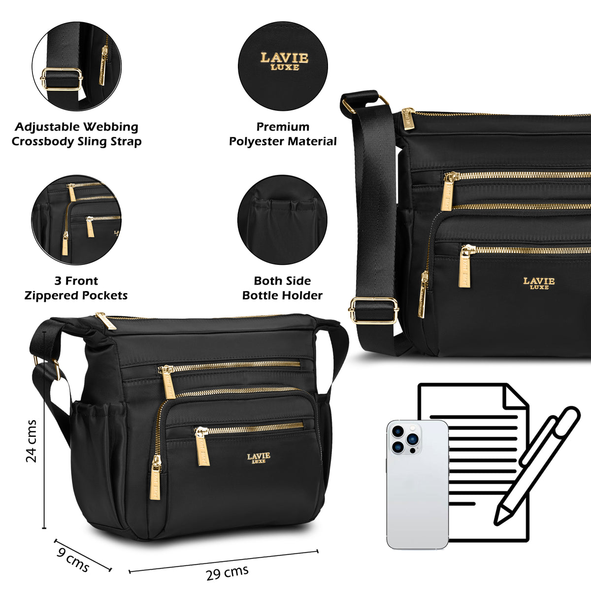 Zylo 7 Compartment Large Sling Bag
