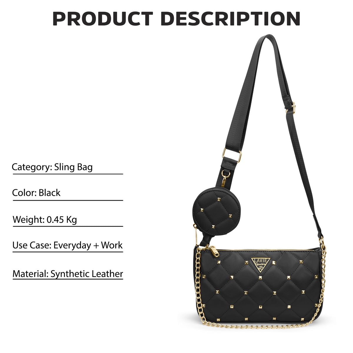 Stud Knox 2 Compartment Small Sling Bag