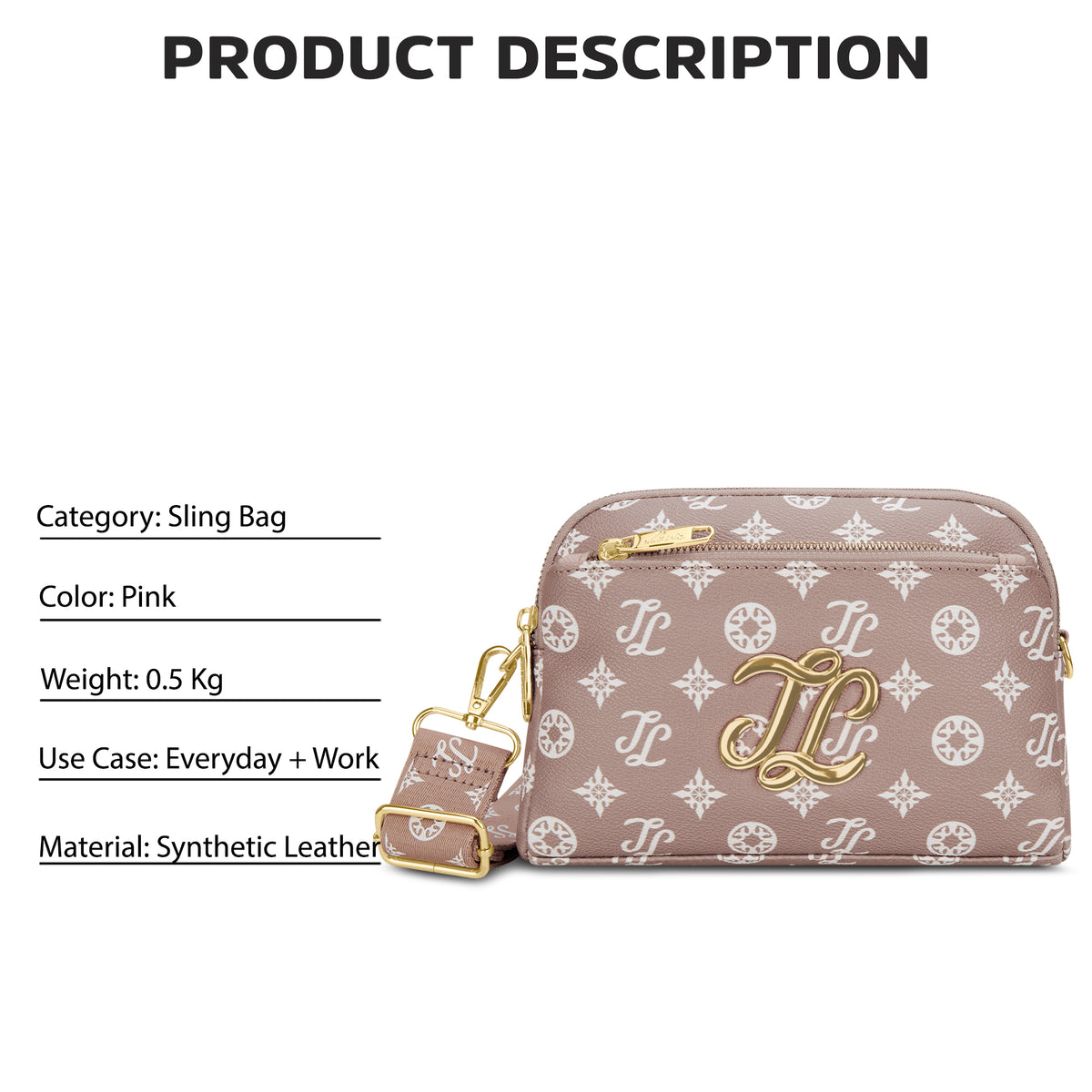 Cape 3 Compartment Sling Bag Pink