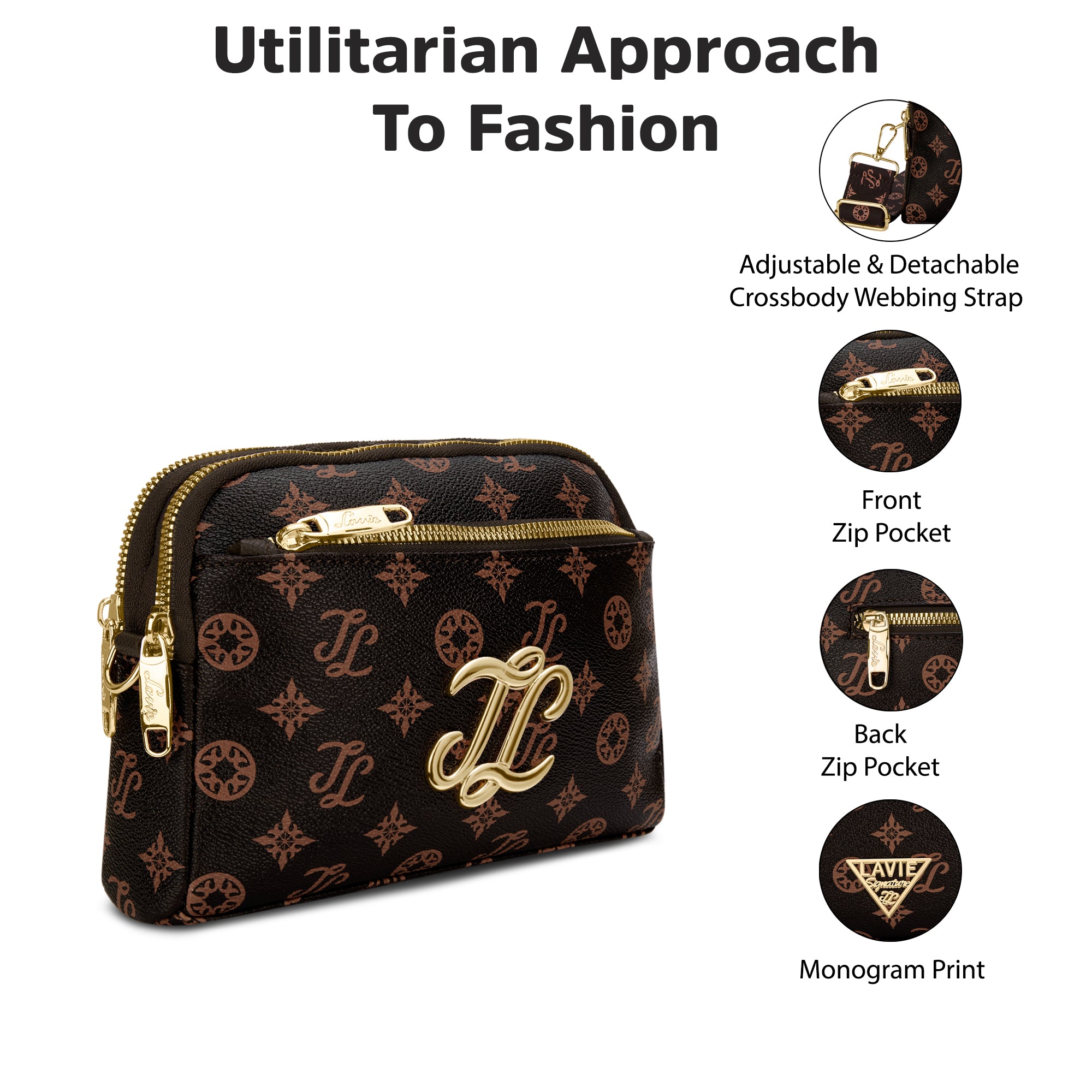 Cape 3 Compartment Sling Bag Choco
