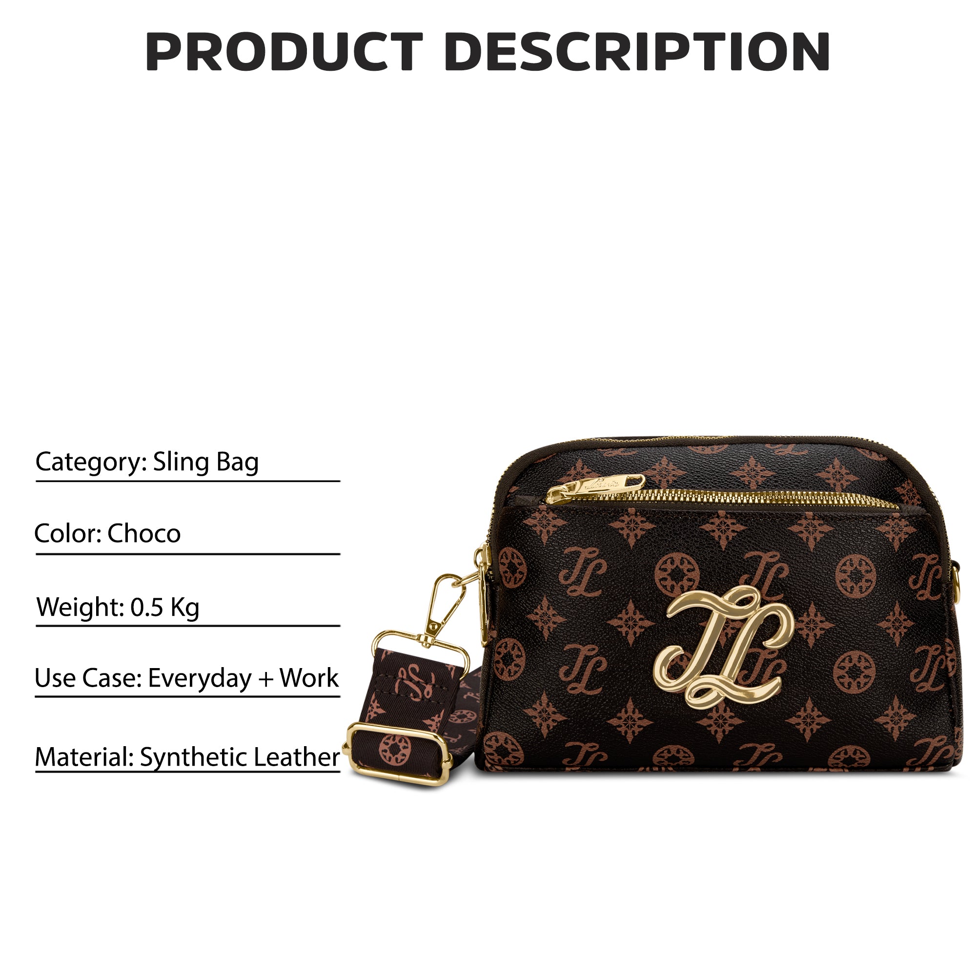 Cape 3 Compartment Sling Bag Choco