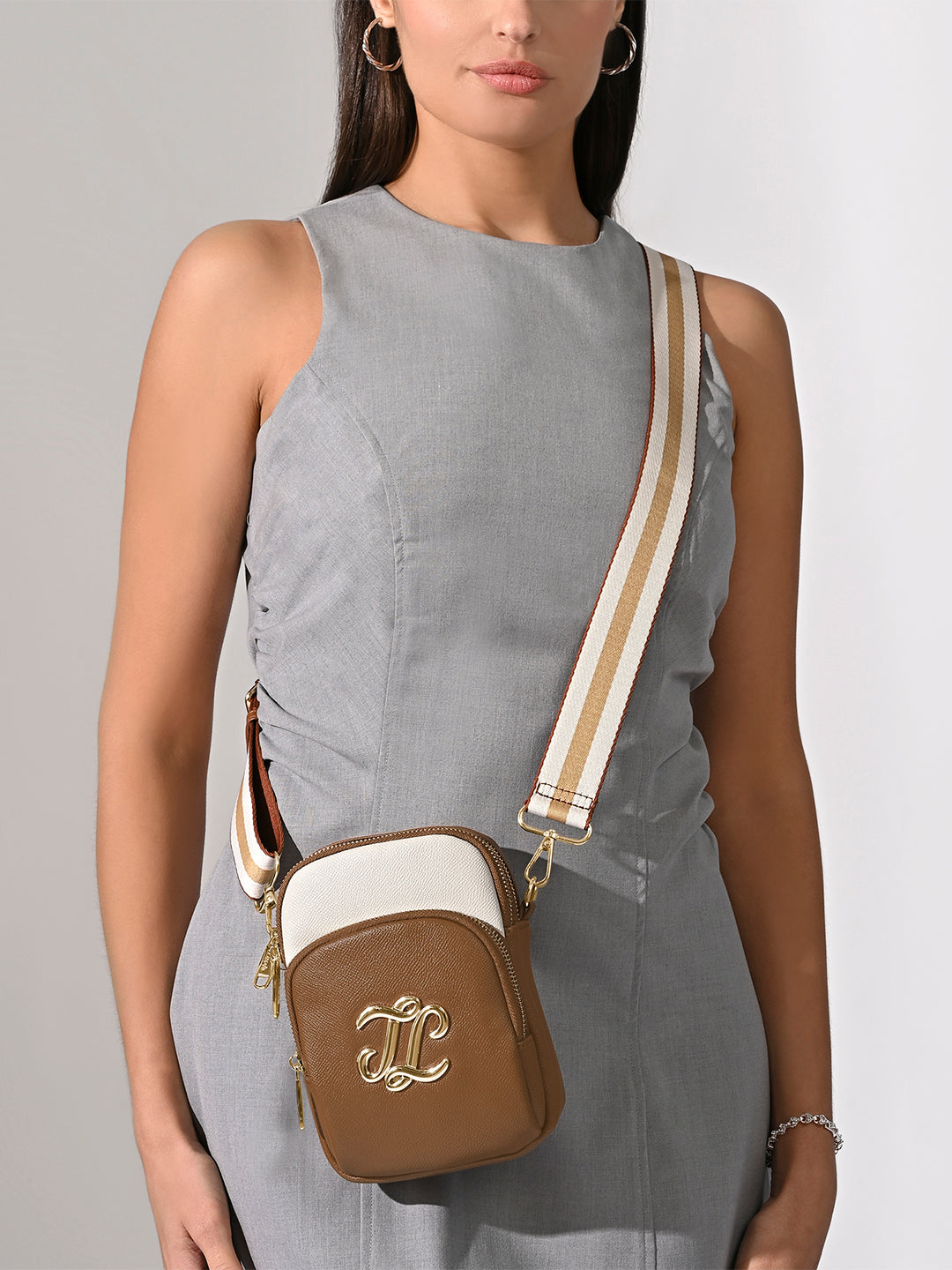 Colourblock Berkly 3 Compartment Sling Bag Tan