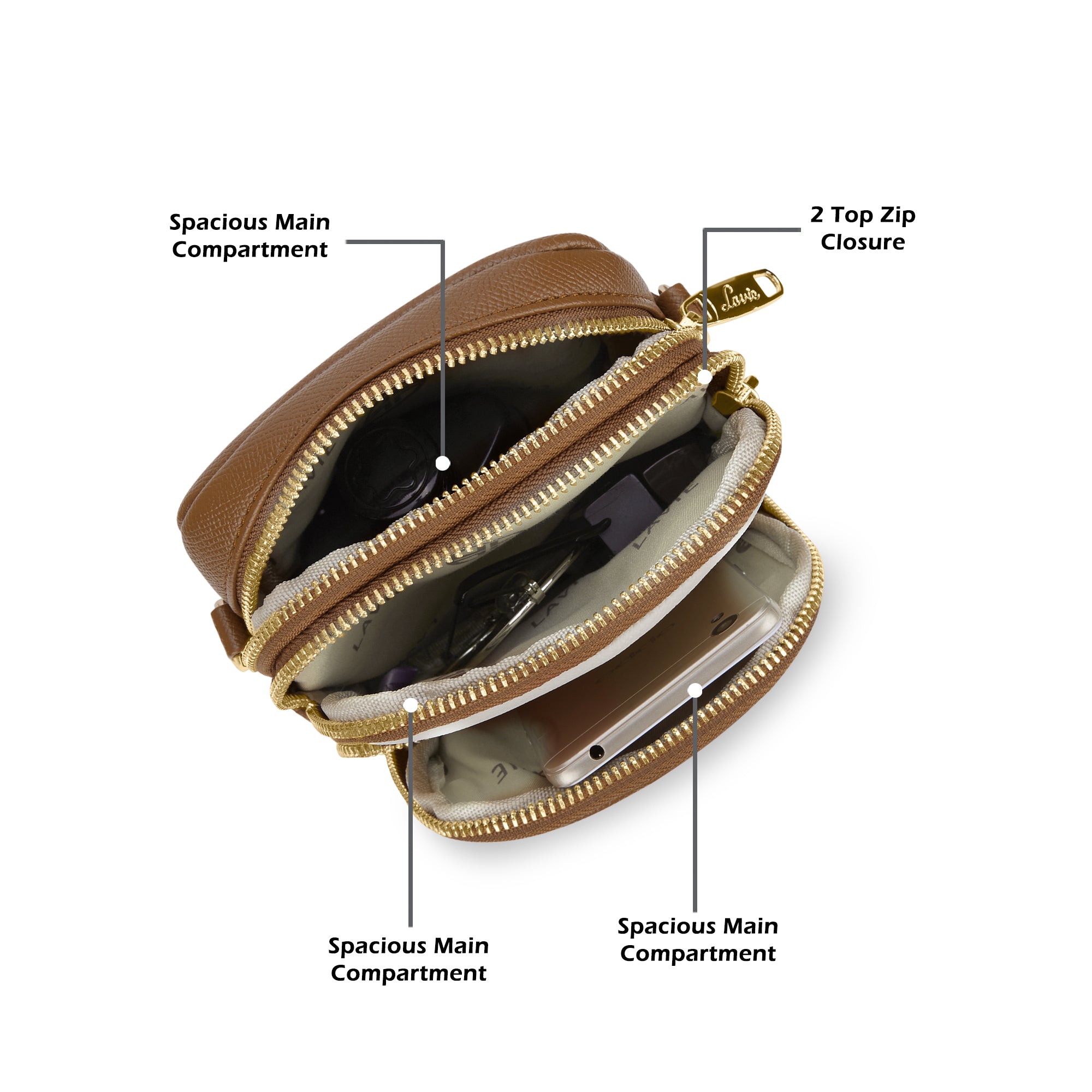 Colourblock Berkly 3 Compartment Sling Bag Tan