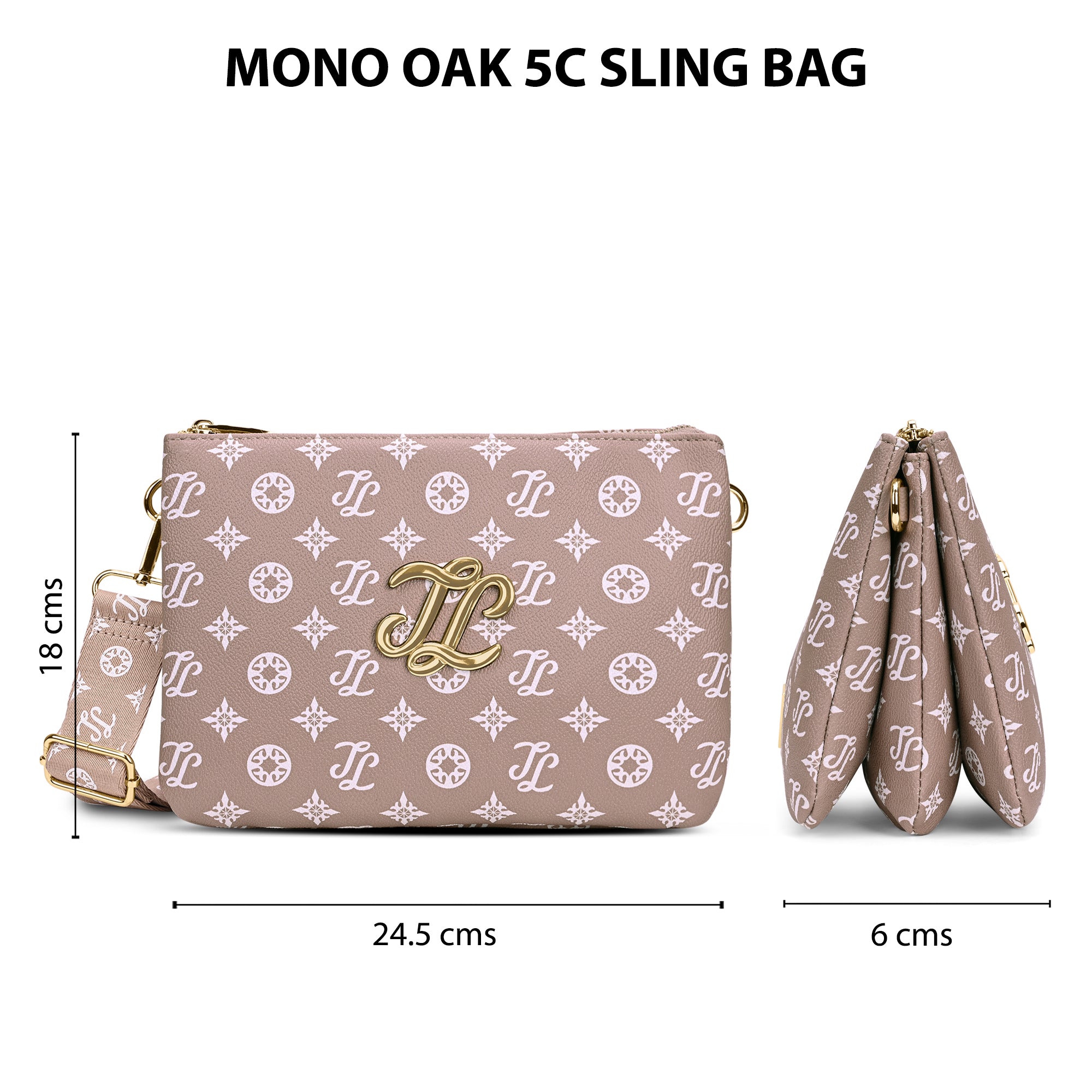 Mono Oak 5 Compartment Sling Bag Pink