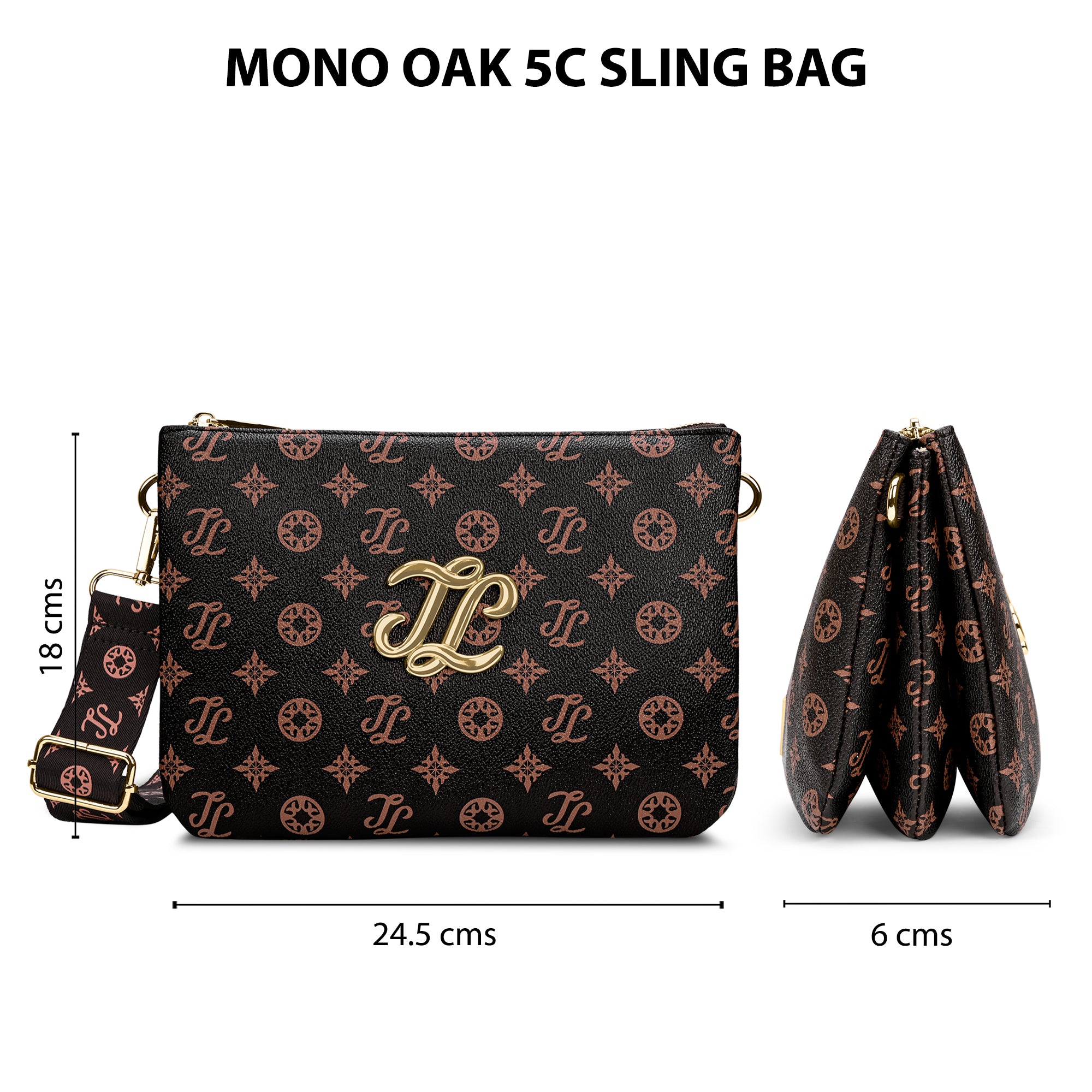 Mono Oak 5 Compartment Large Sling Bag Choco