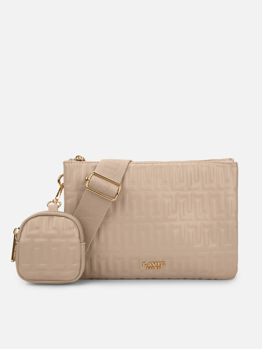 Emilan 5 Compartment Medium Sling Bag Beige