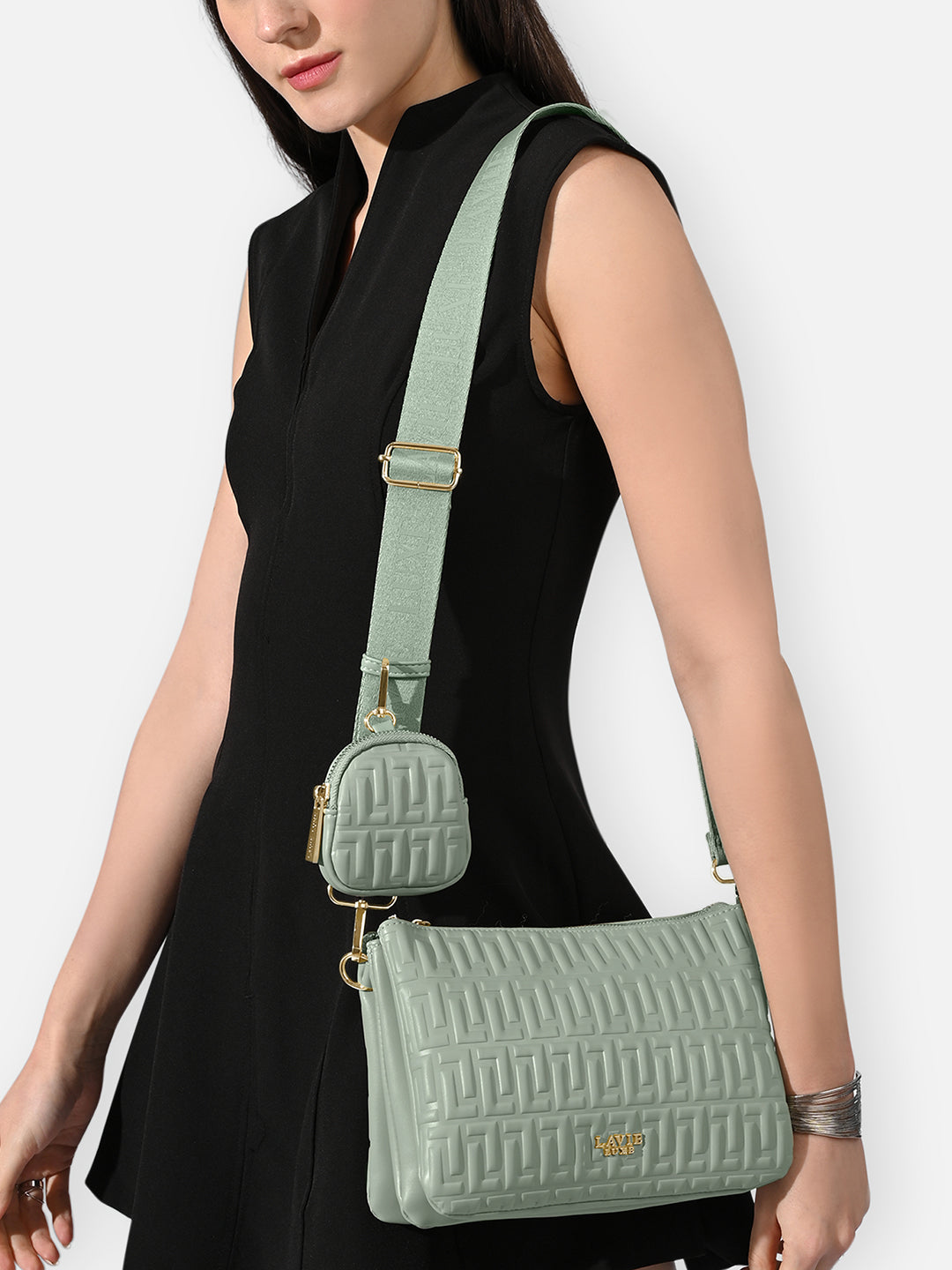 Emilan 5 Compartment Medium Sling Bag Mint