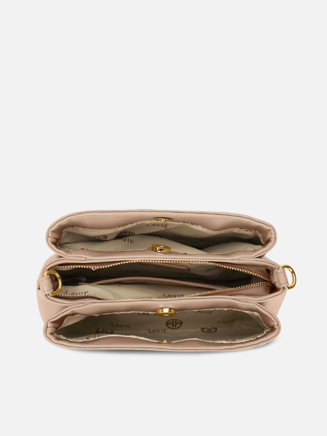 Emjane 3 Compartment Large Sling Bag Beige