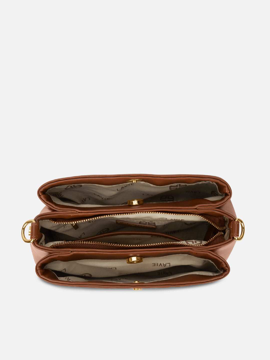 Emjane 3 Compartment Large Sling Bag Tan