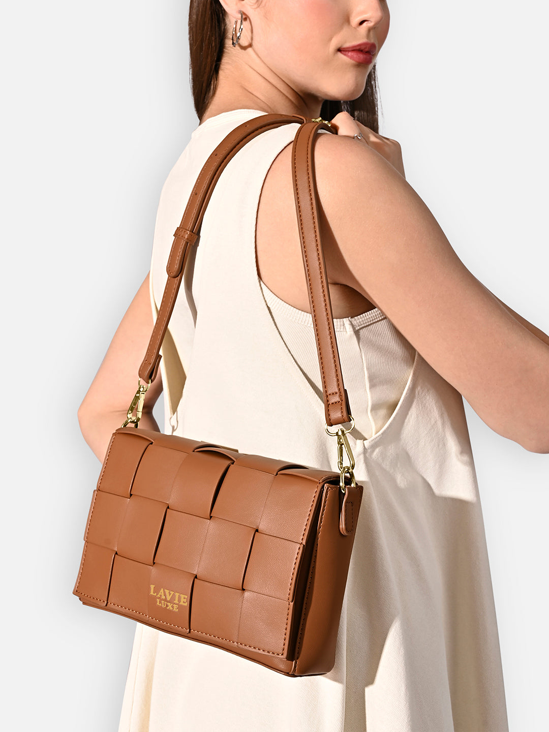 Bot Elle Flap Medium Sling Bag Tan